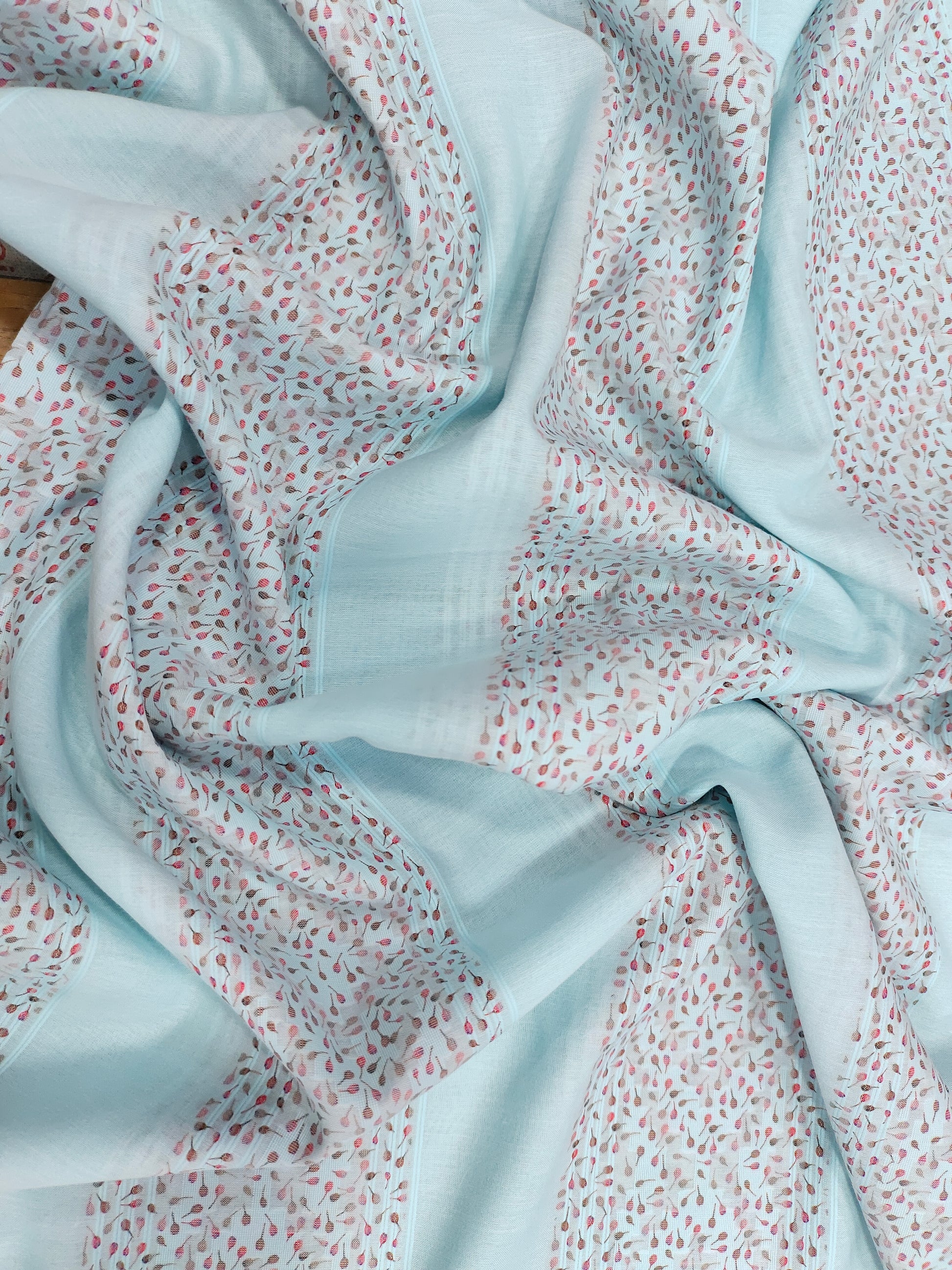 Light blue Cotton Jacqard print