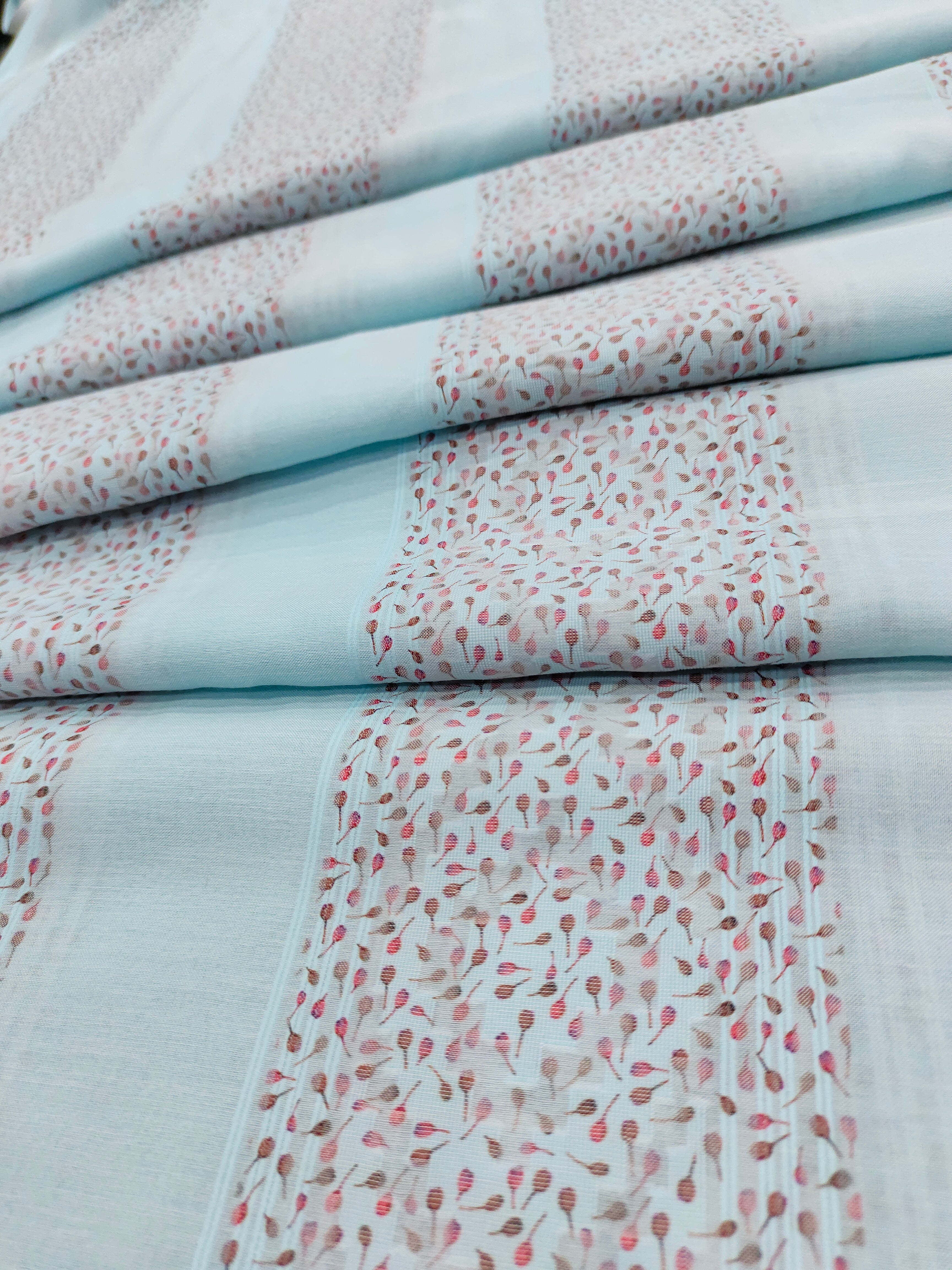 Light blue Cotton Jacqard print