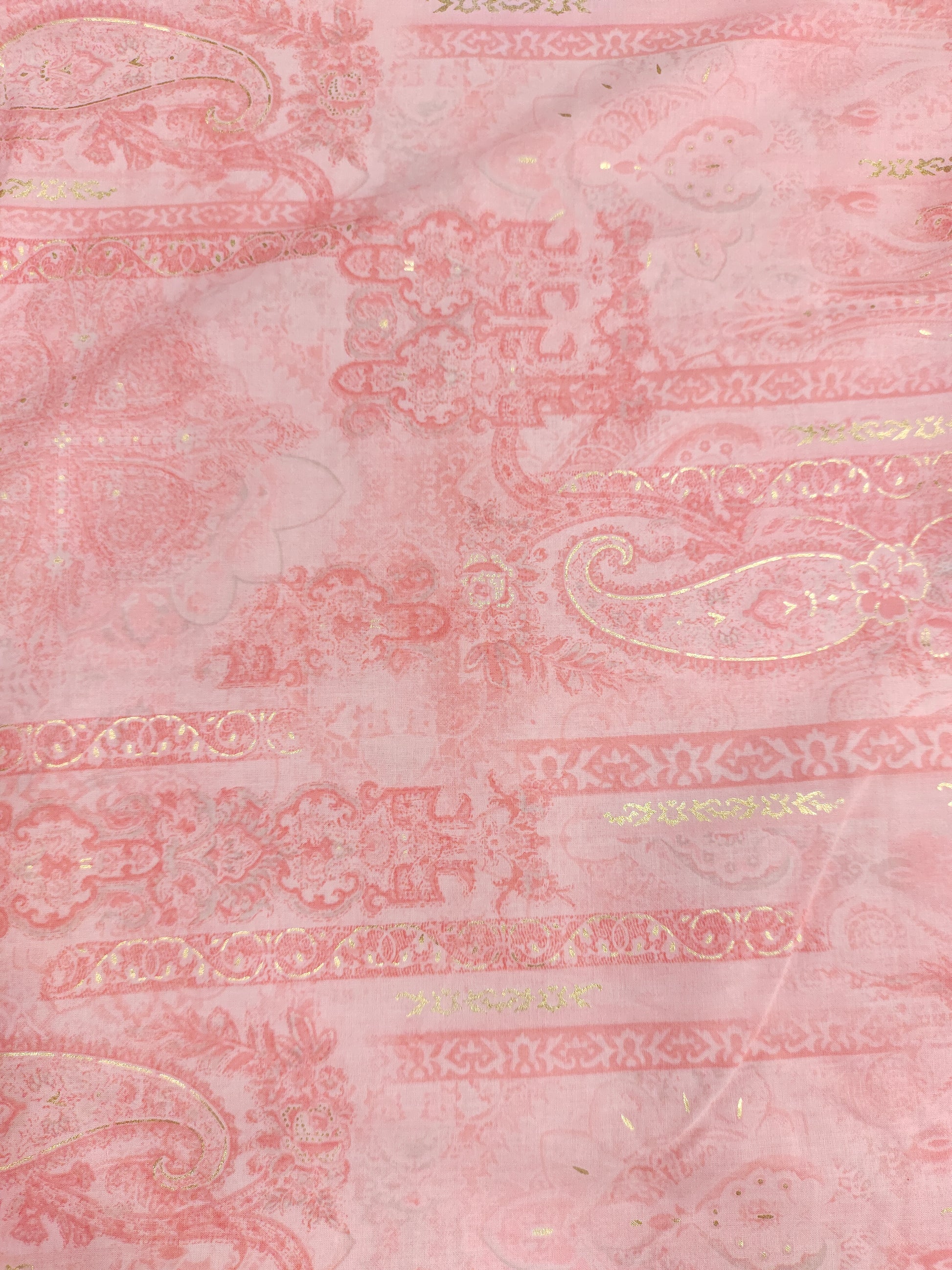 Pinkish Peach mill cotton digital print with gold foile