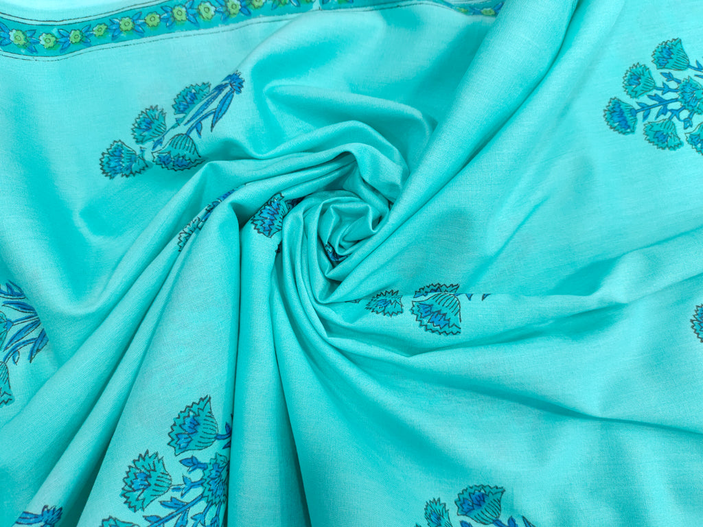 Blue cotton Screen Print with light and dark print