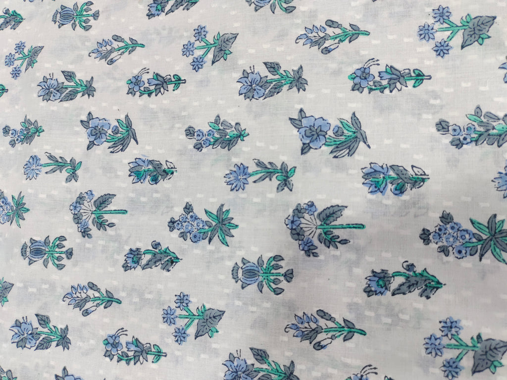 White base with blue and Grey  cotton handblock print with  special viwes