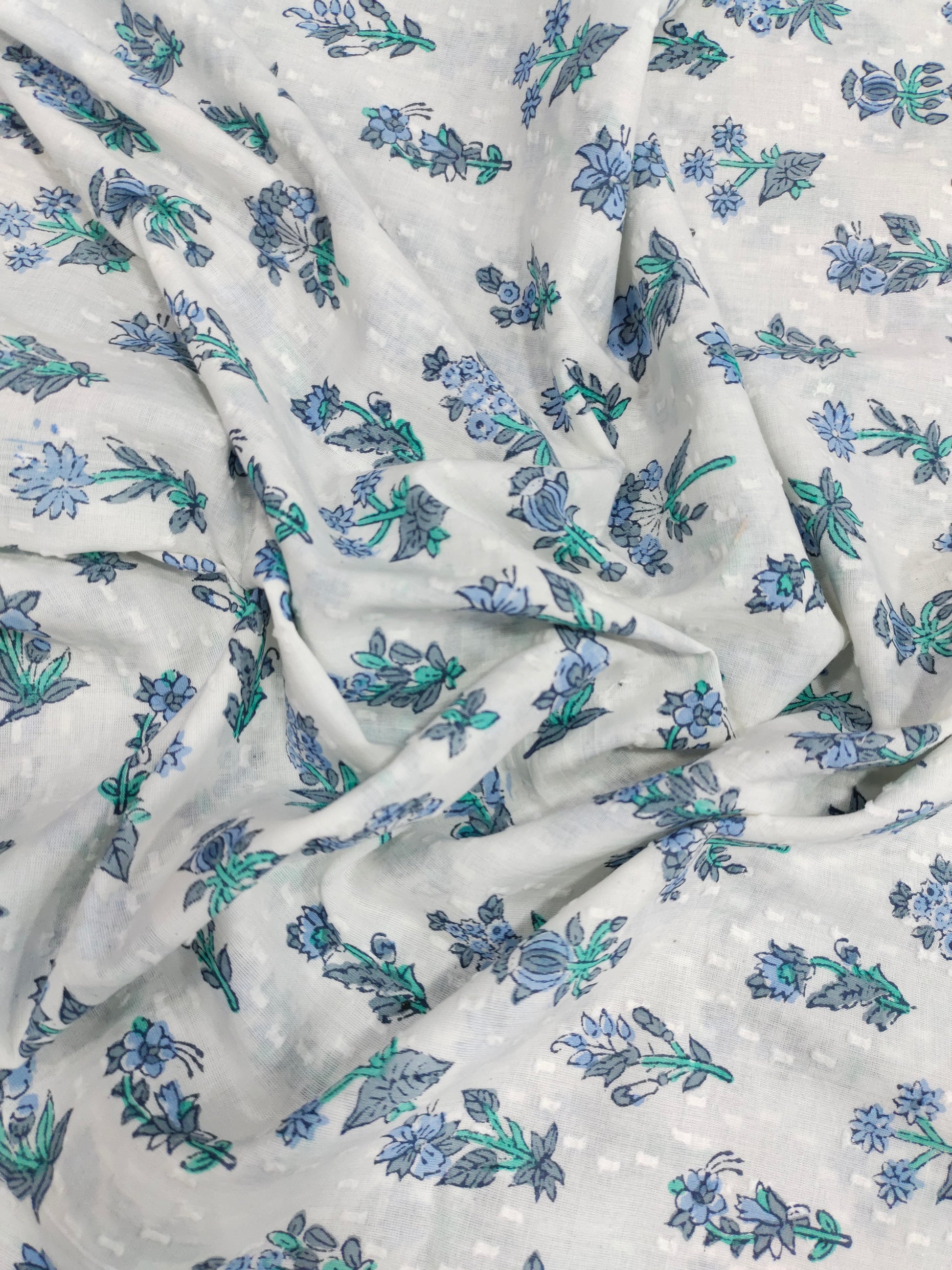 White base with blue and Grey  cotton handblock print with  special viwes