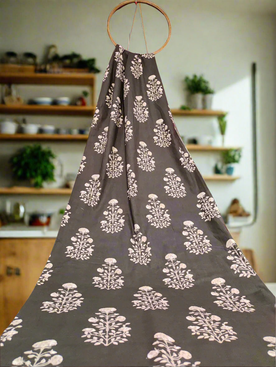 Coffee base with cotton screen print with beige  print