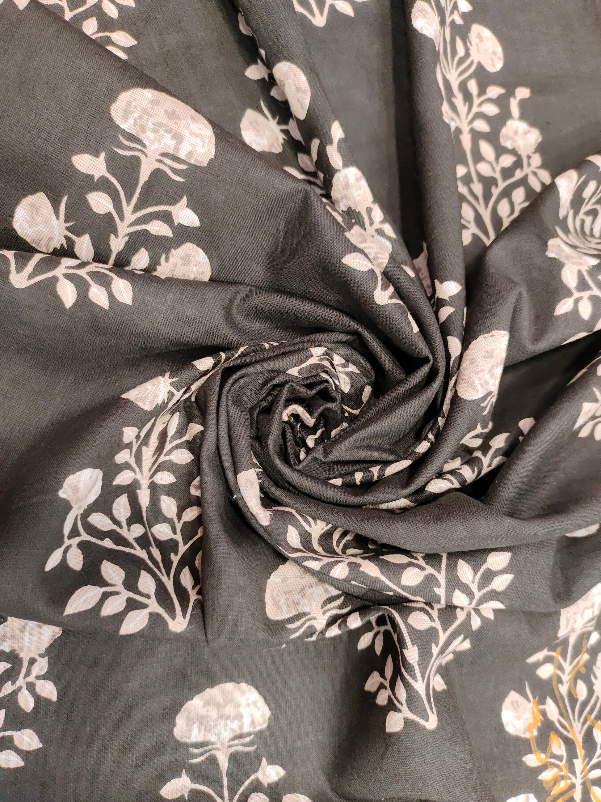 Coffee base with cotton screen print with beige  print