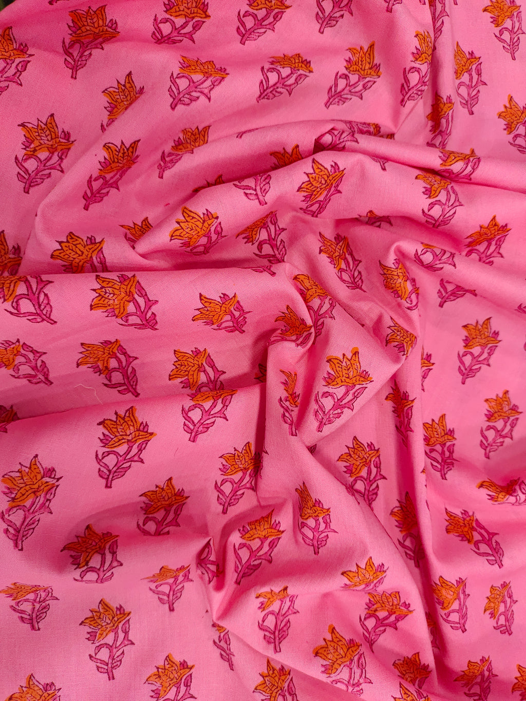 Pink hand block print with border