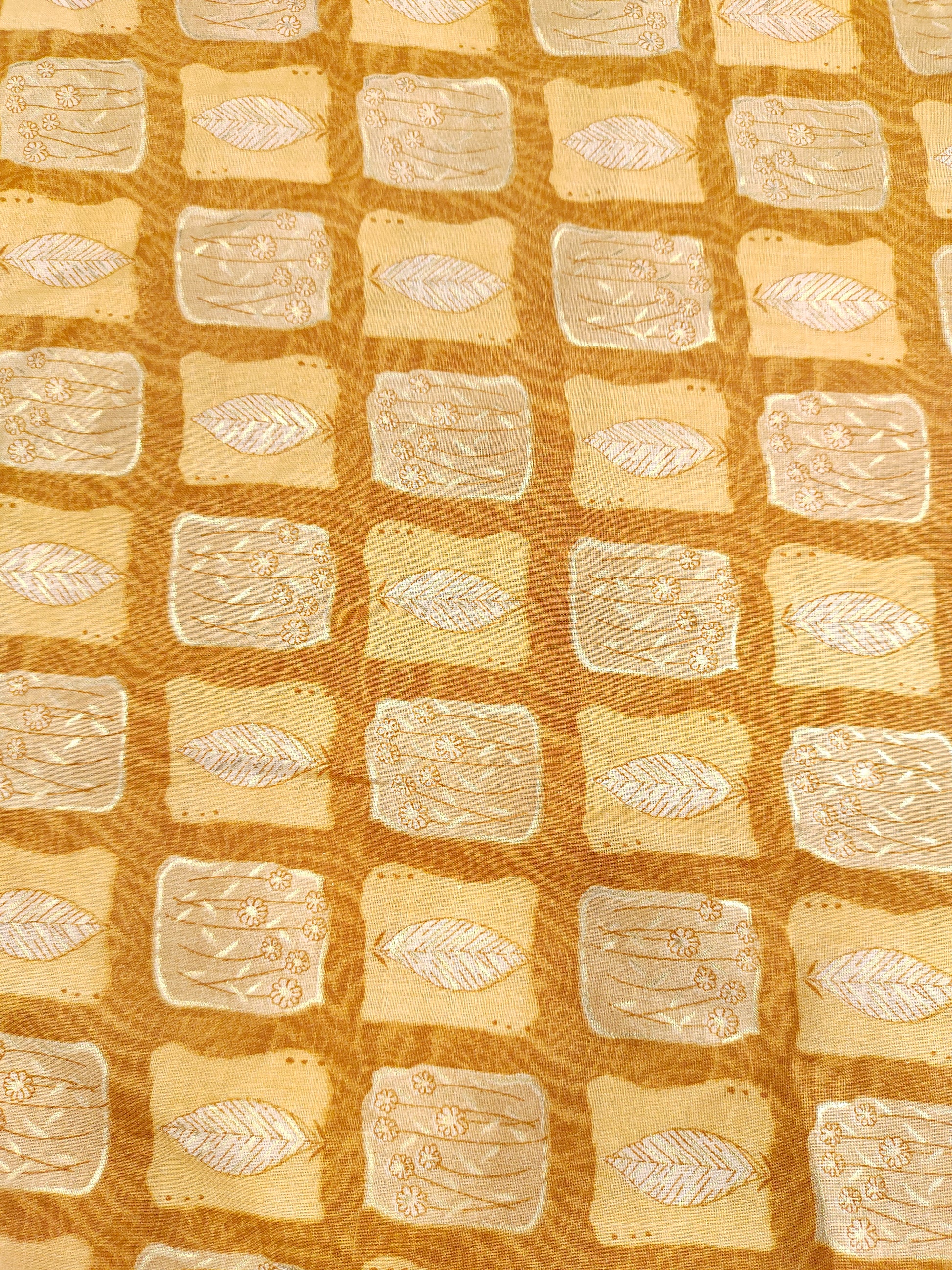 cotton screen print with gold foile