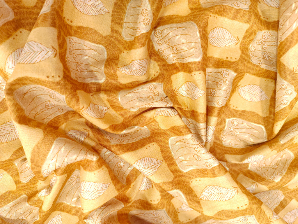 cotton screen print with gold foile