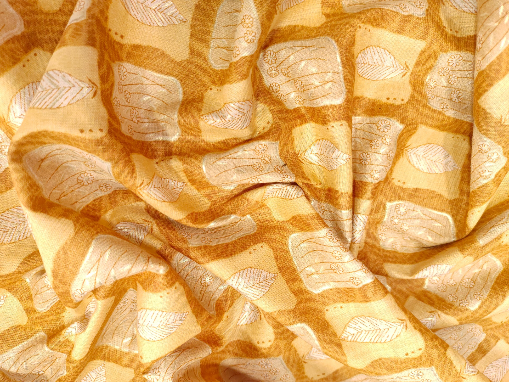 cotton screen print with gold foile