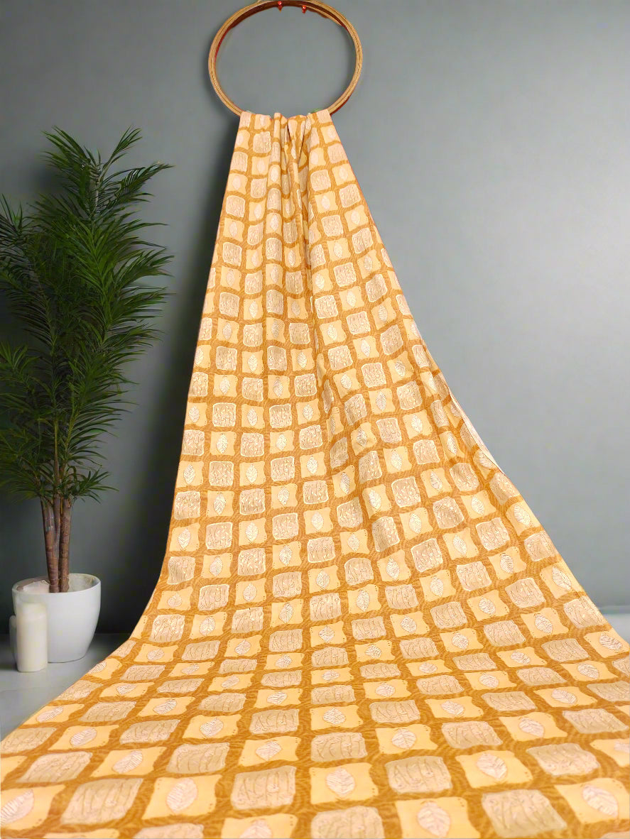 cotton screen print with gold foile