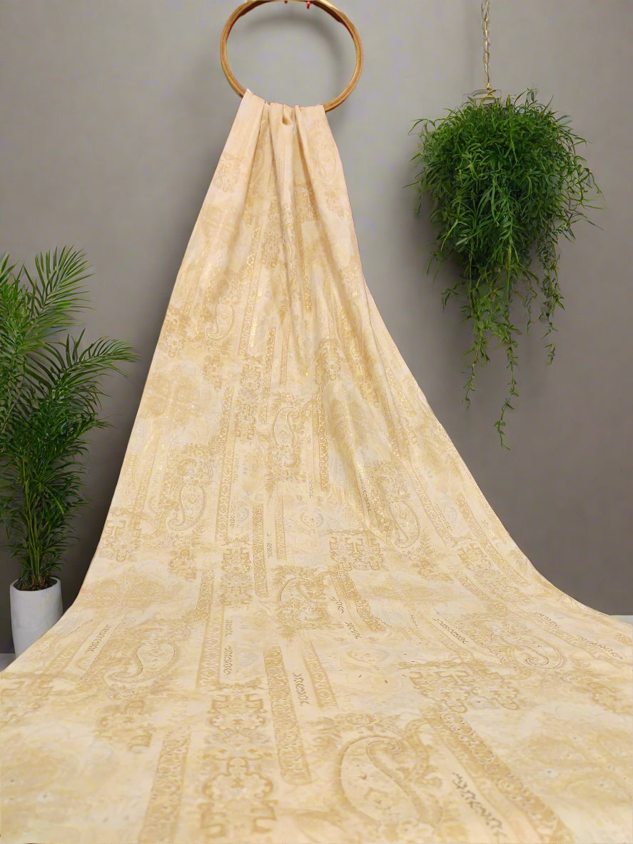 Beige with pasley with the gold finish