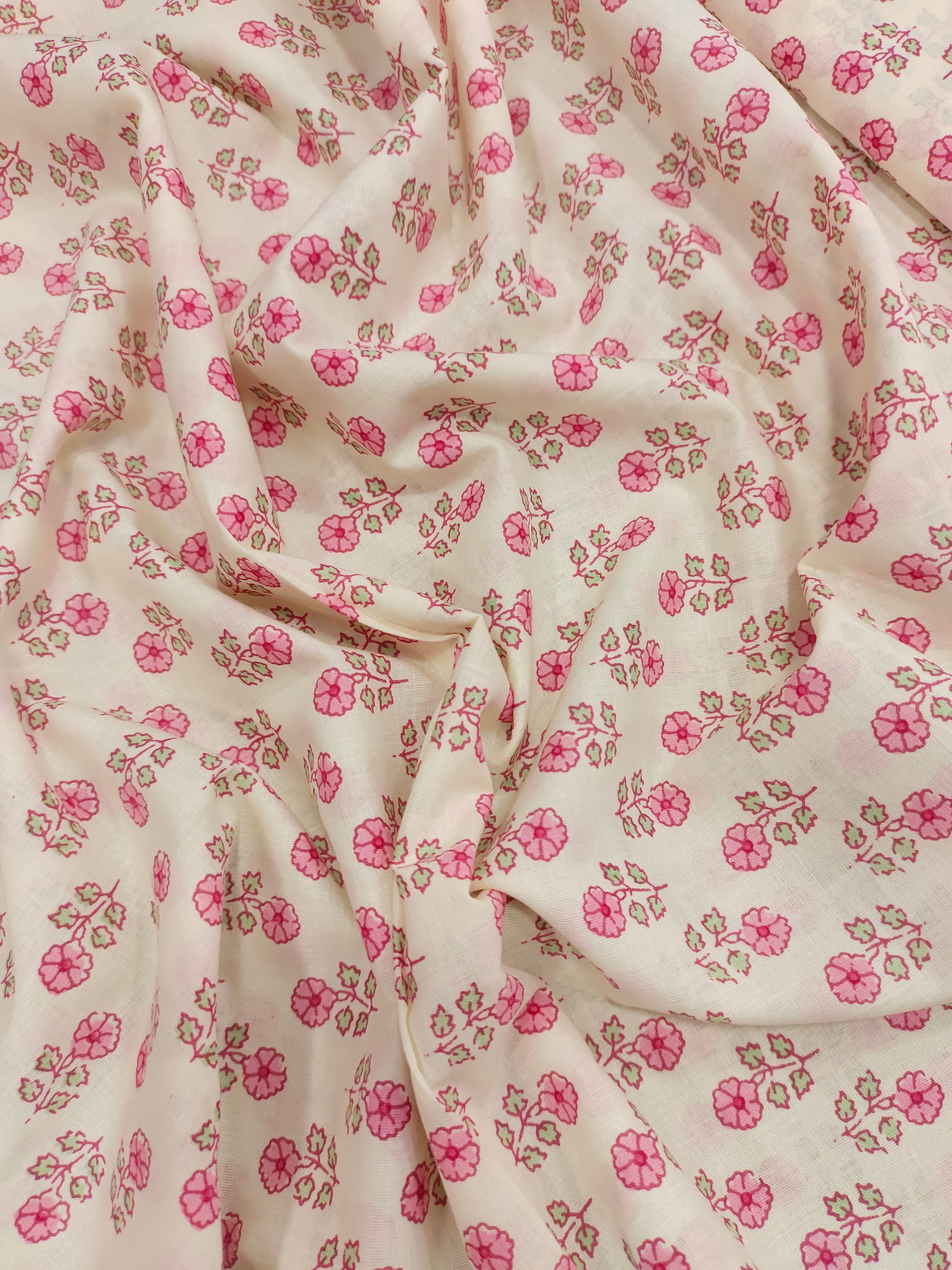 Cotton screen print with small flowers all over