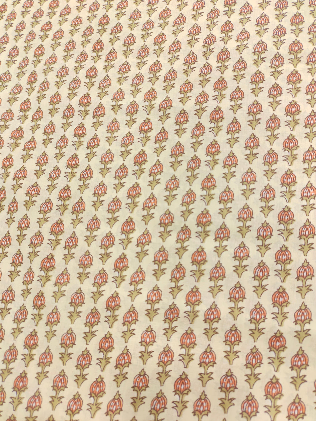 cotton screen print with all over fine motifs