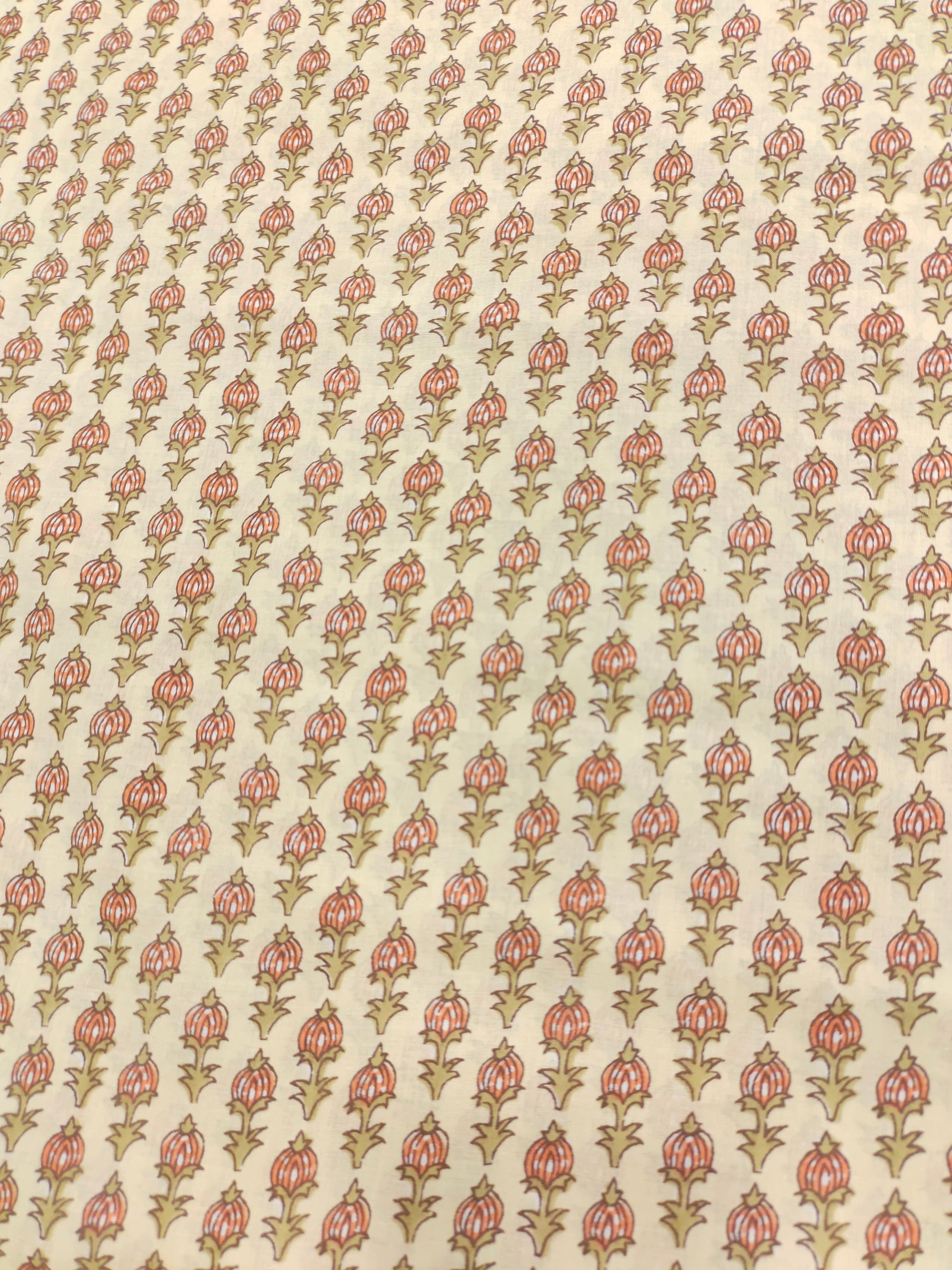cotton screen print with all over fine motifs