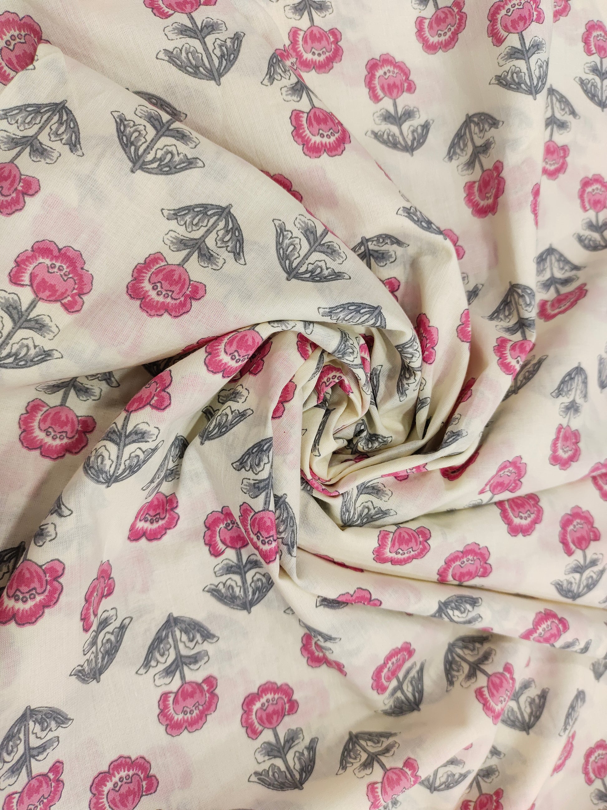 Cream base with pink floral print