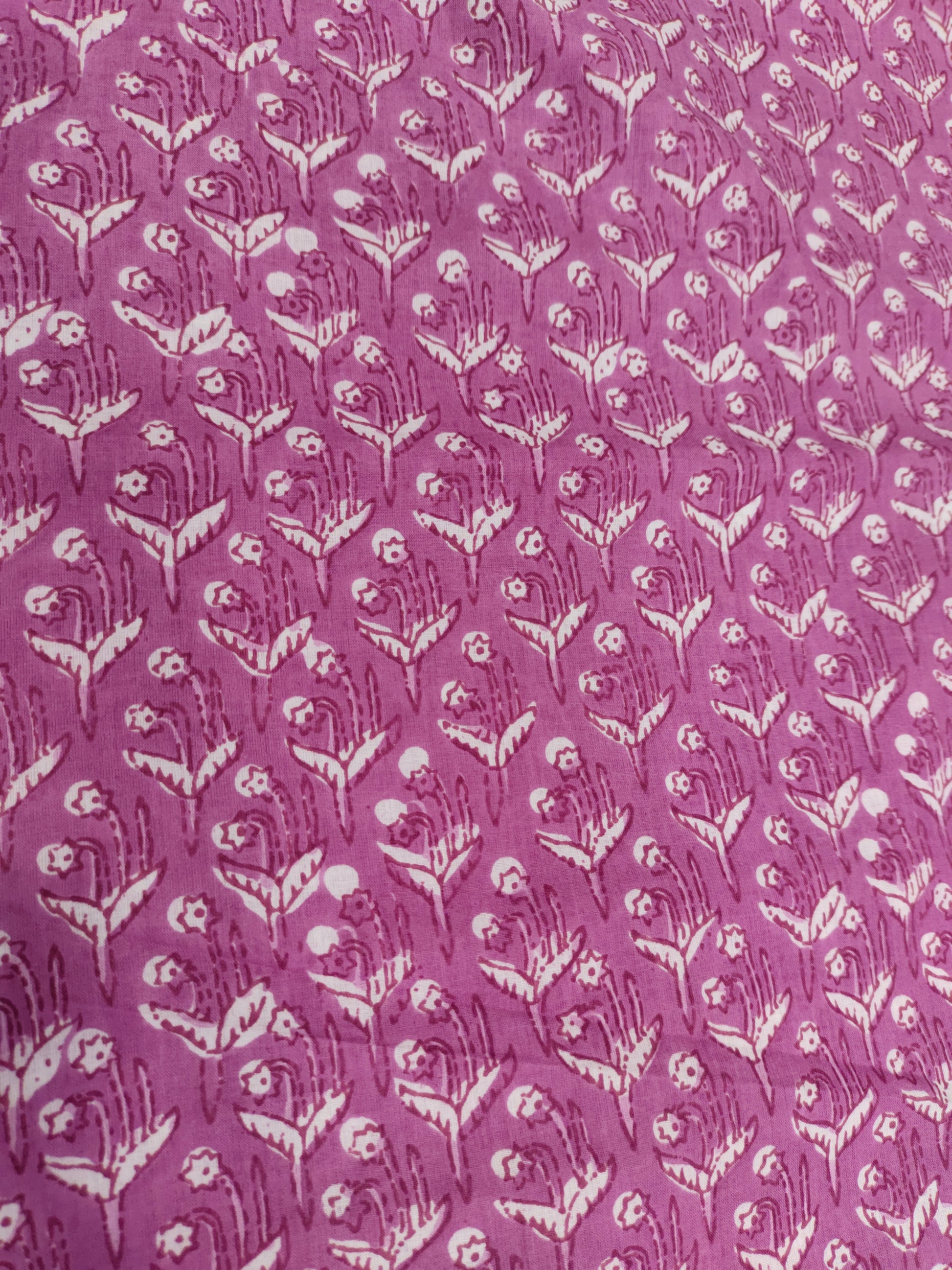 purple cotton screen print with white highlight