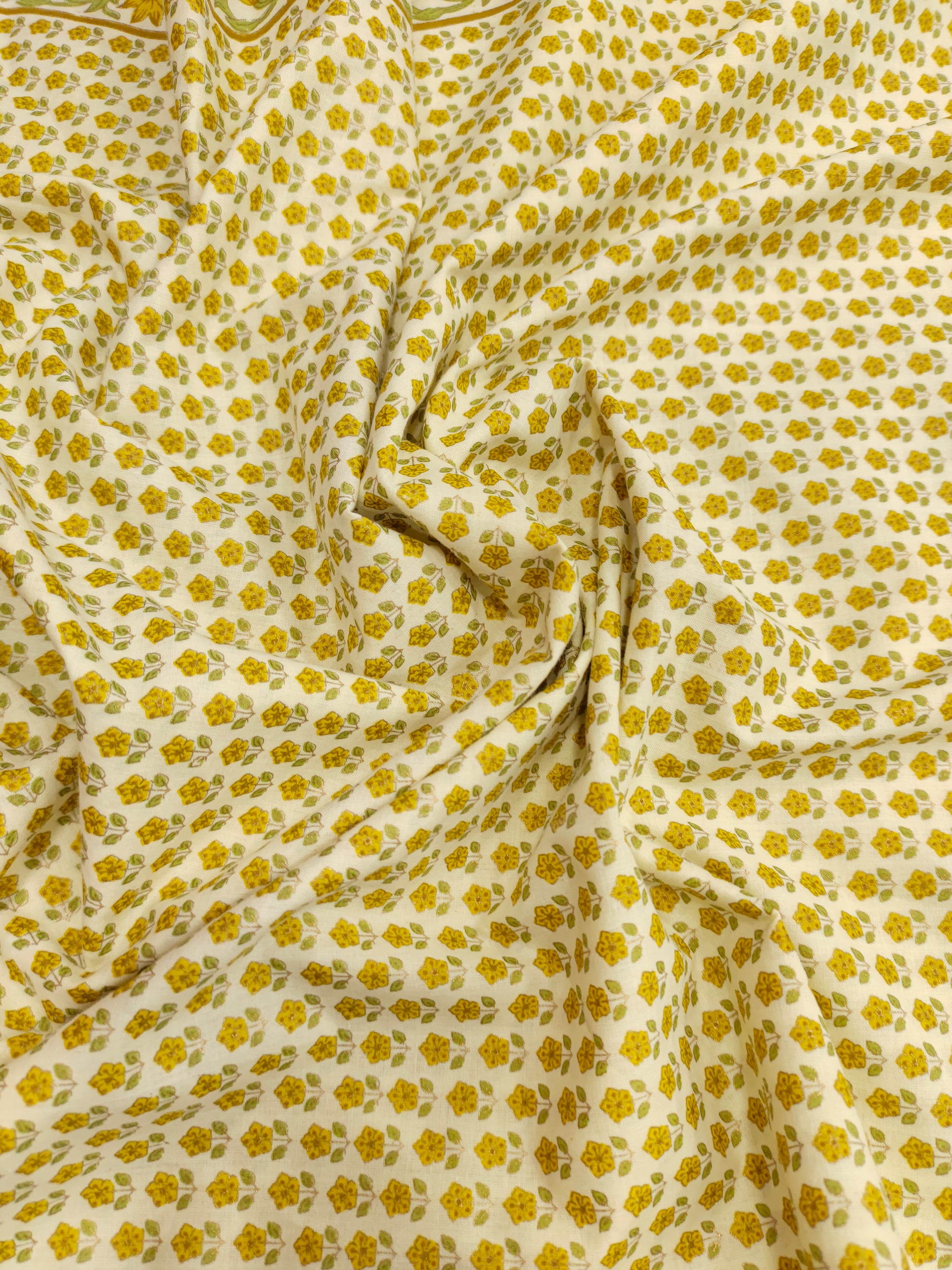 Yellow small floral with little bit of gold with border