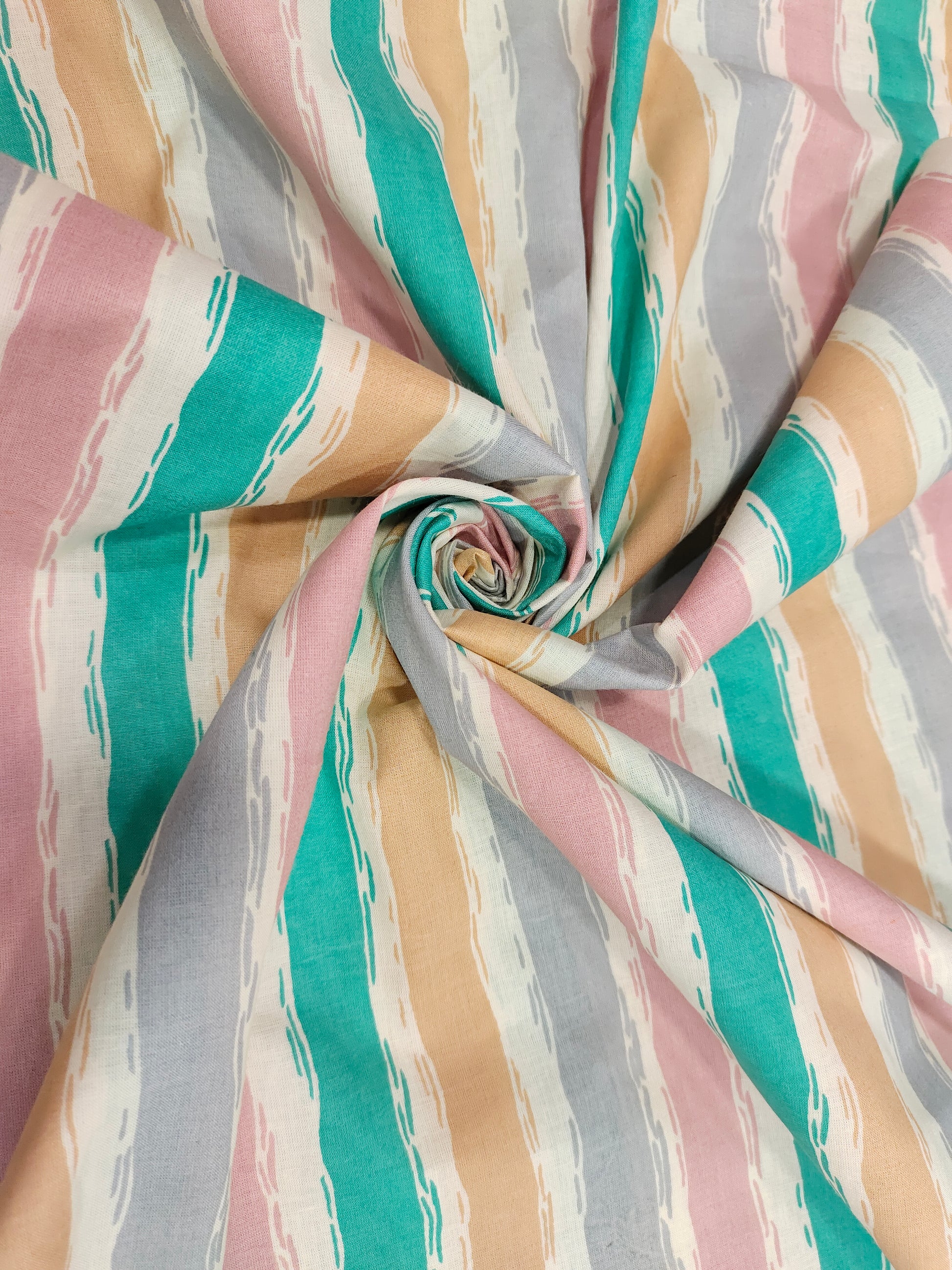 multi color big stripes cotton screen print