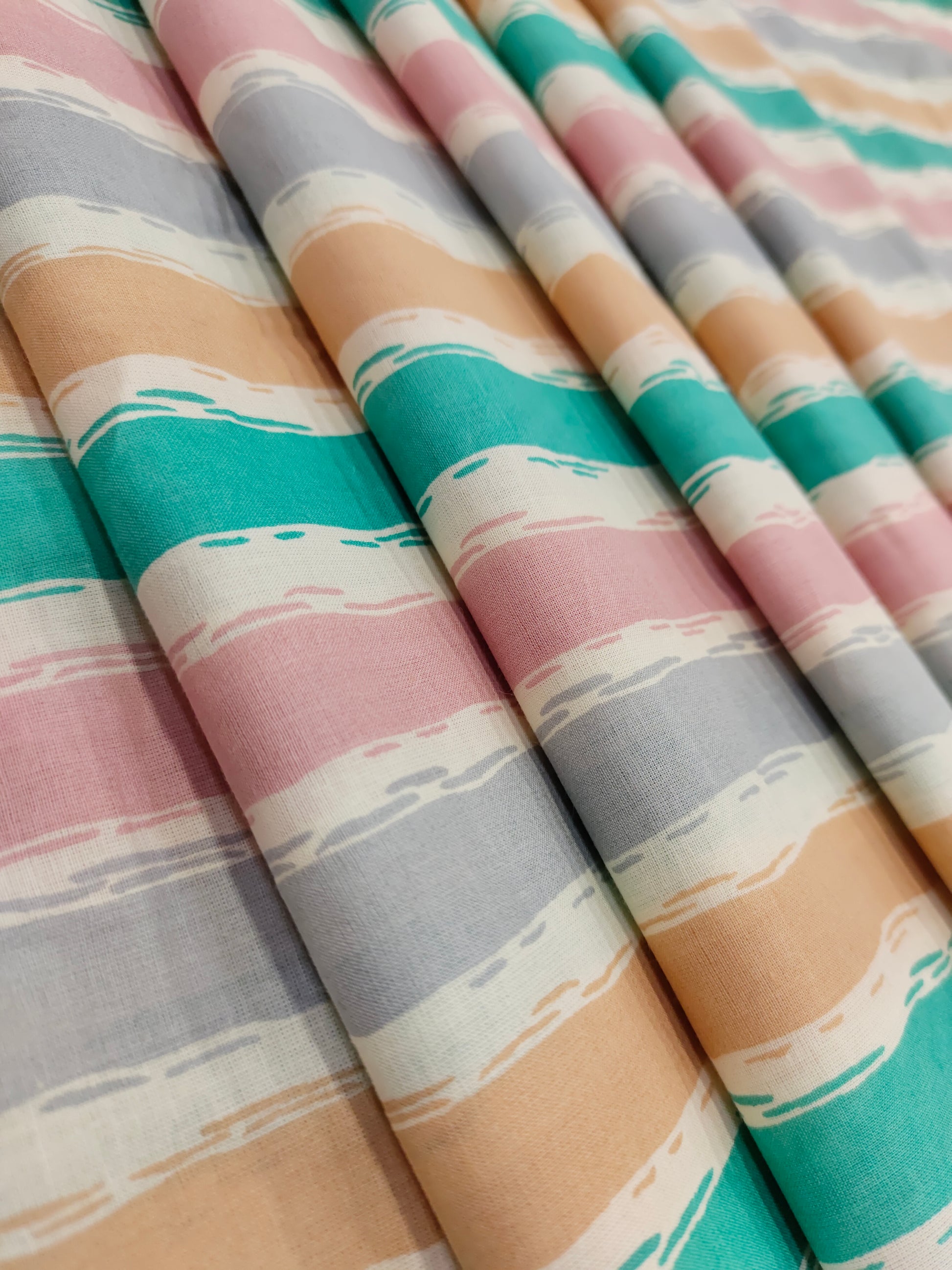 multi color big stripes cotton screen print