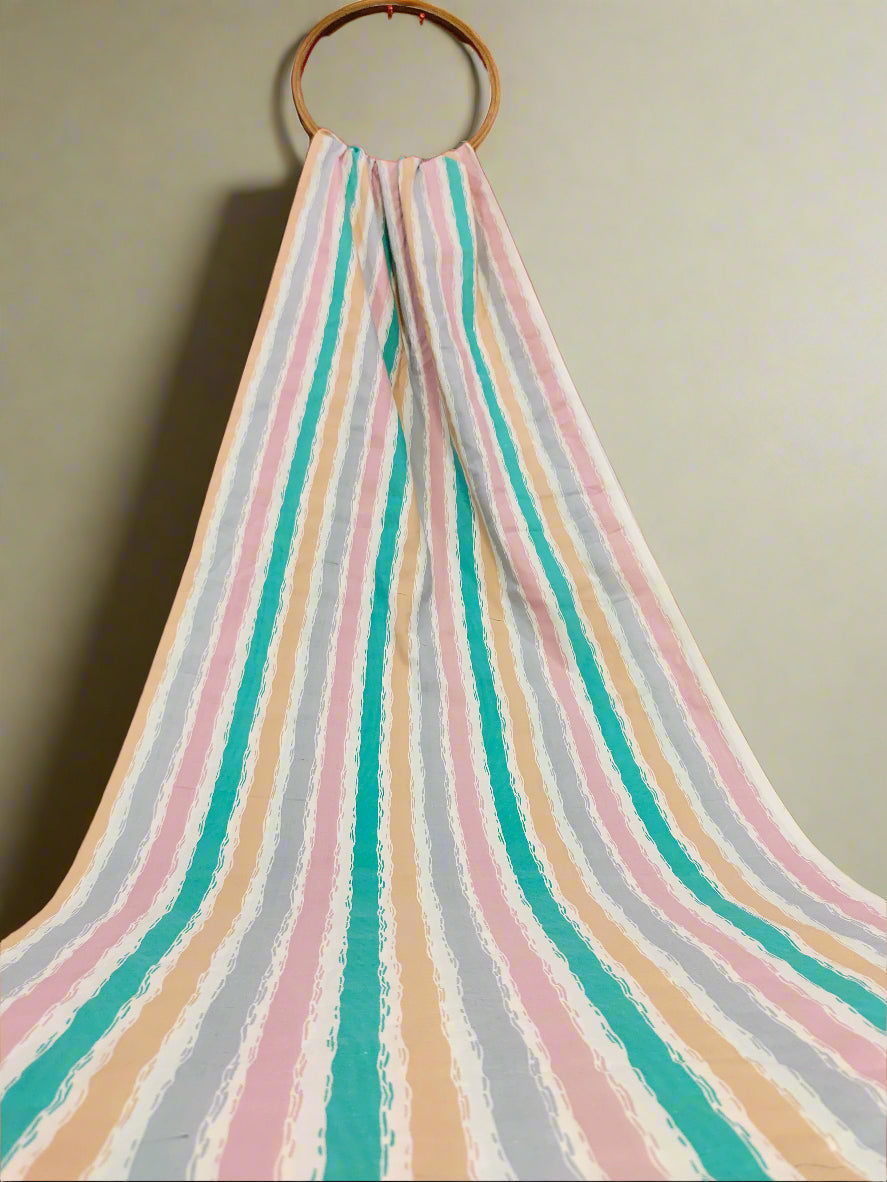 multi color big stripes cotton screen print