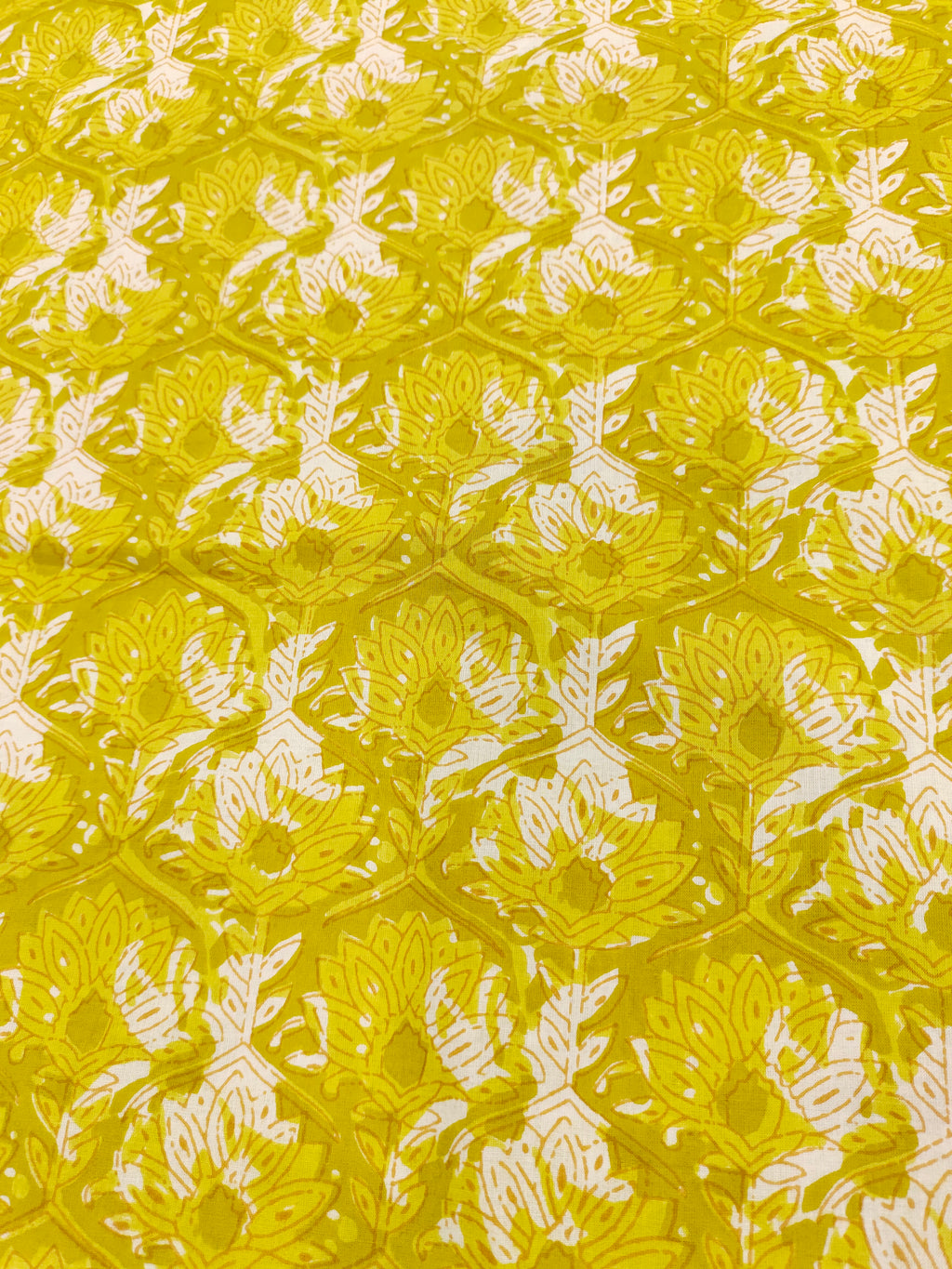 Yellow all over floral cotton screen print