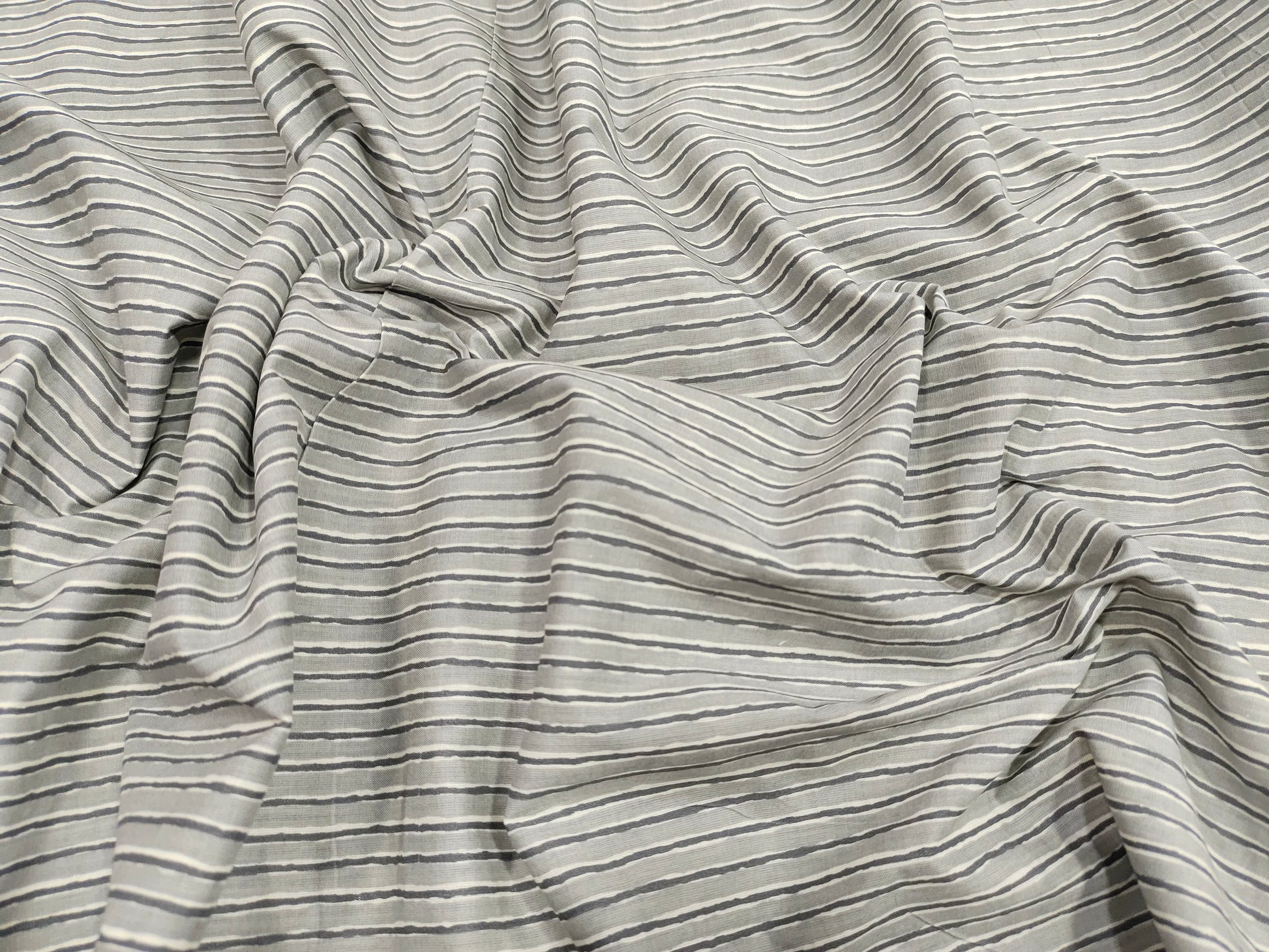 Grey stripes soft cotton screen print