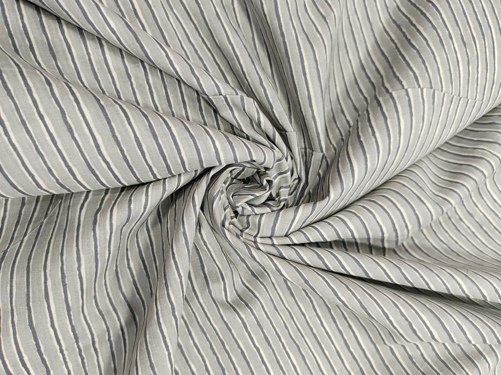 Grey stripes soft cotton screen print