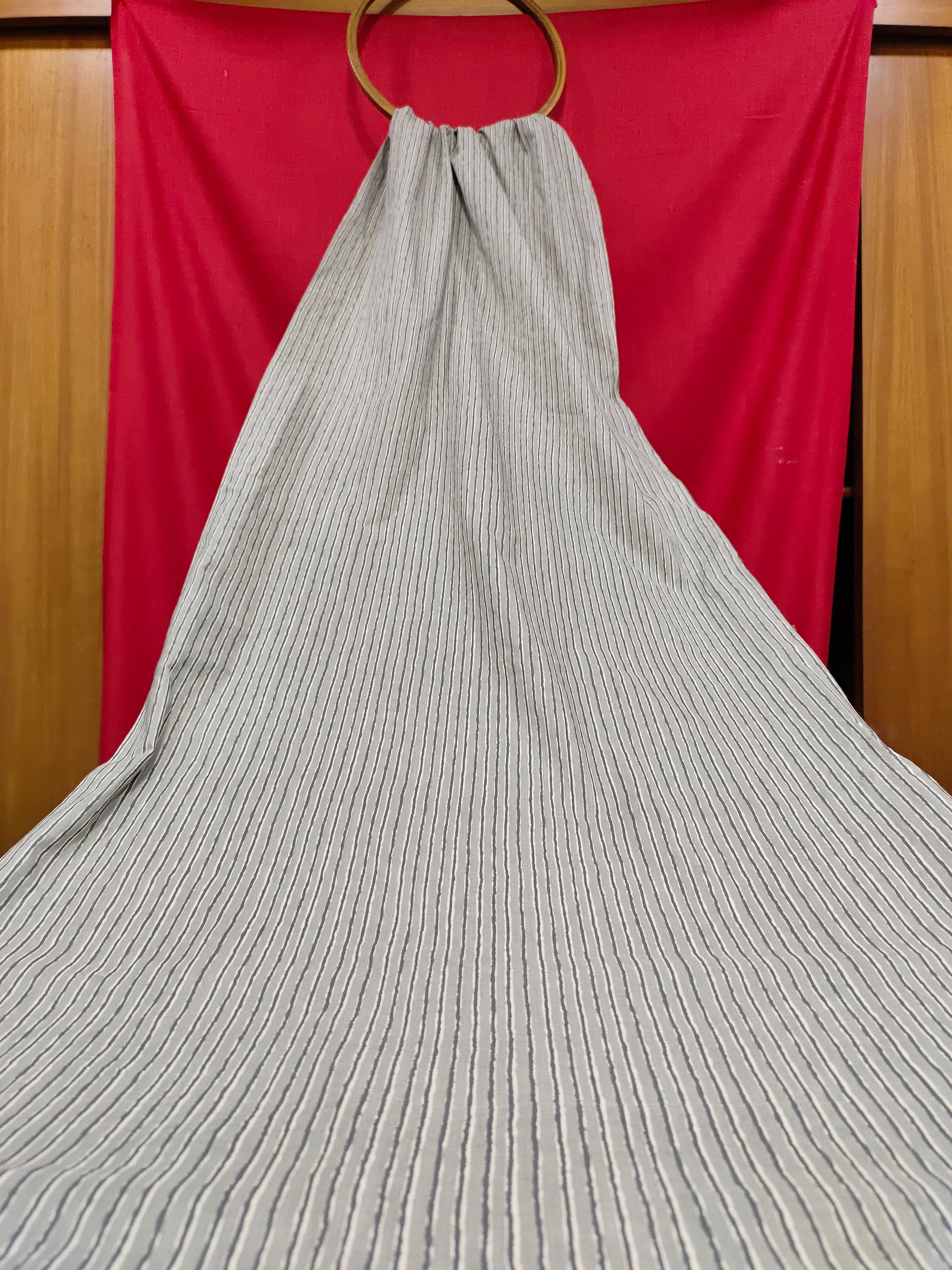 Grey stripes soft cotton screen print