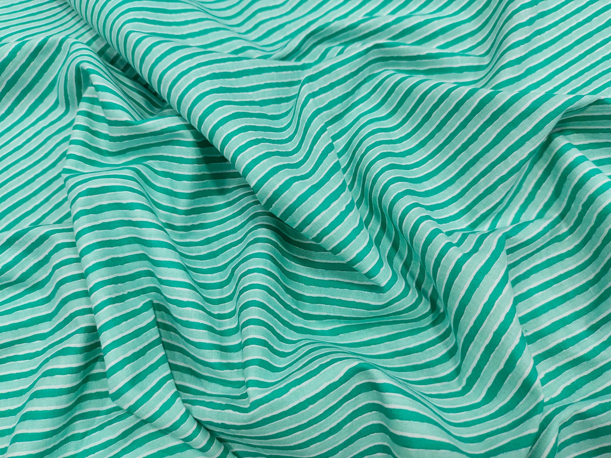 Pista green stripes soft cotton screen print