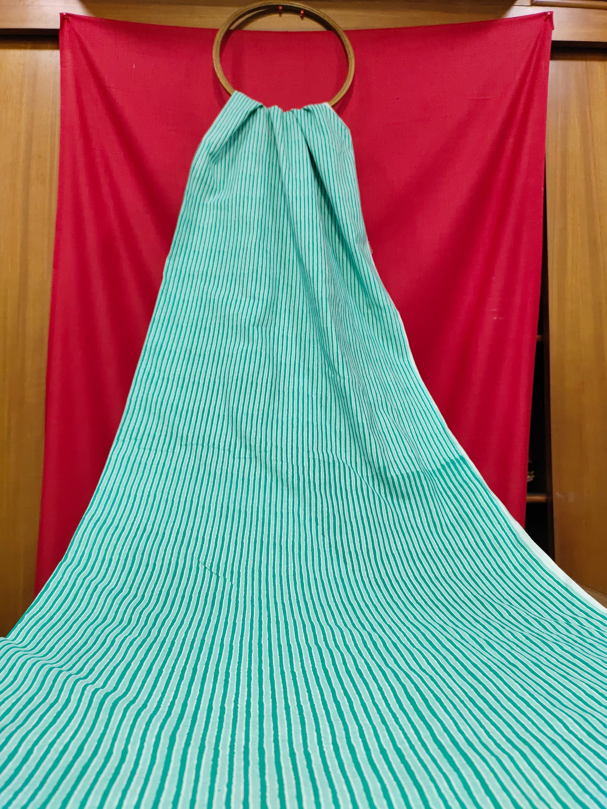 Pista green stripes soft cotton screen print