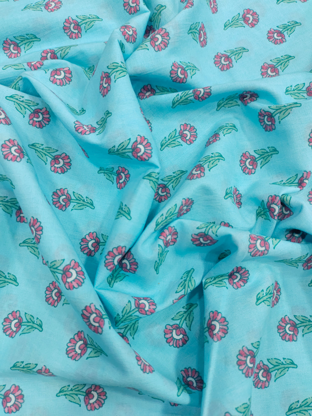 Cool blue with pink floral print