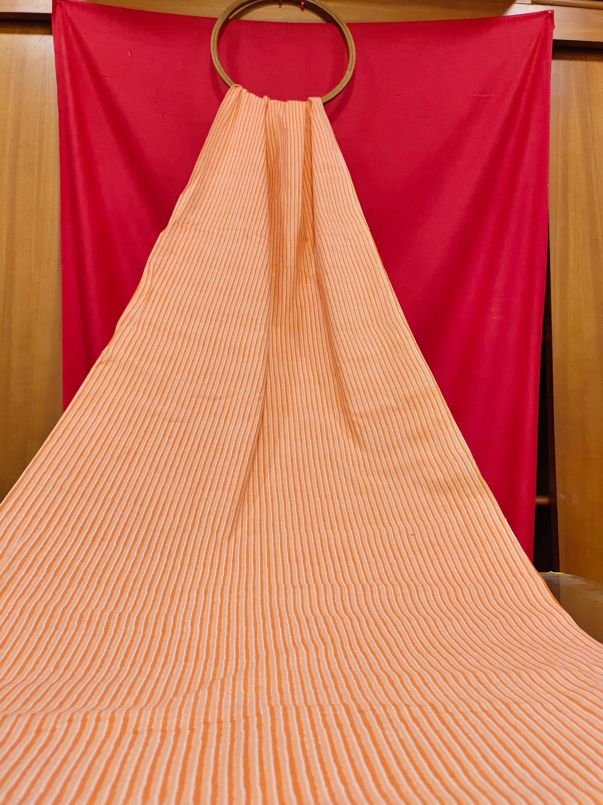 Peach stripes cotton fabric