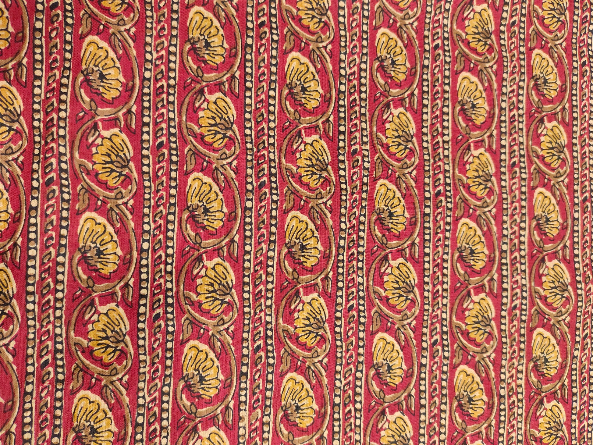 Maroon with mustard cotton ajrak  screen print