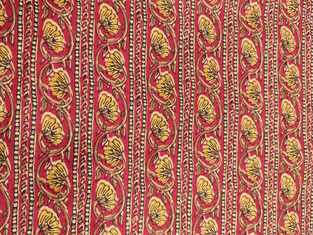 Maroon with mustard cotton ajrak  screen print