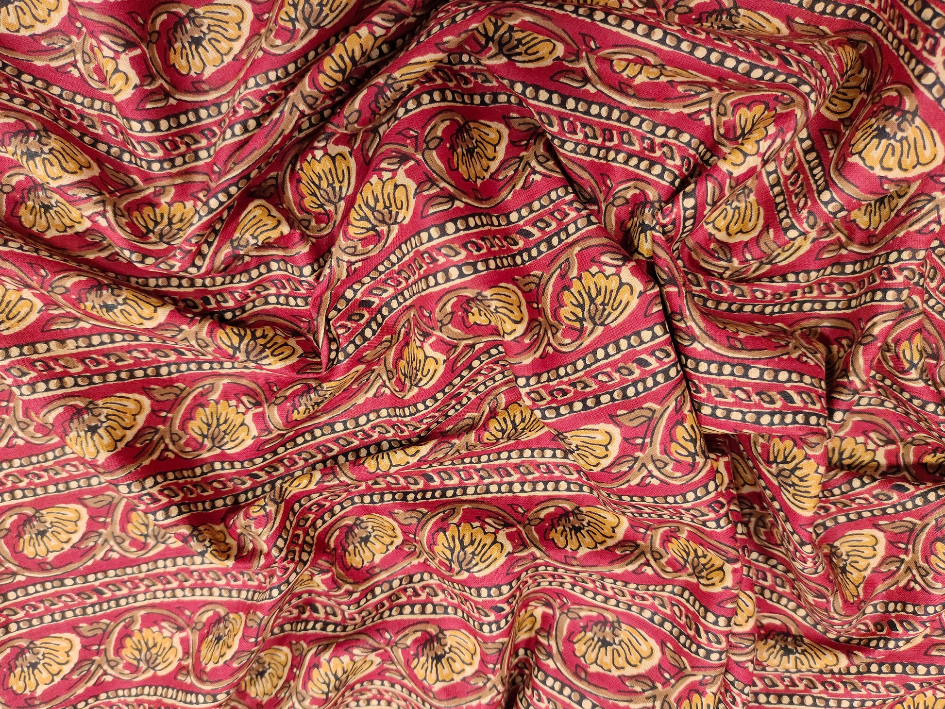 Maroon with mustard cotton ajrak  screen print
