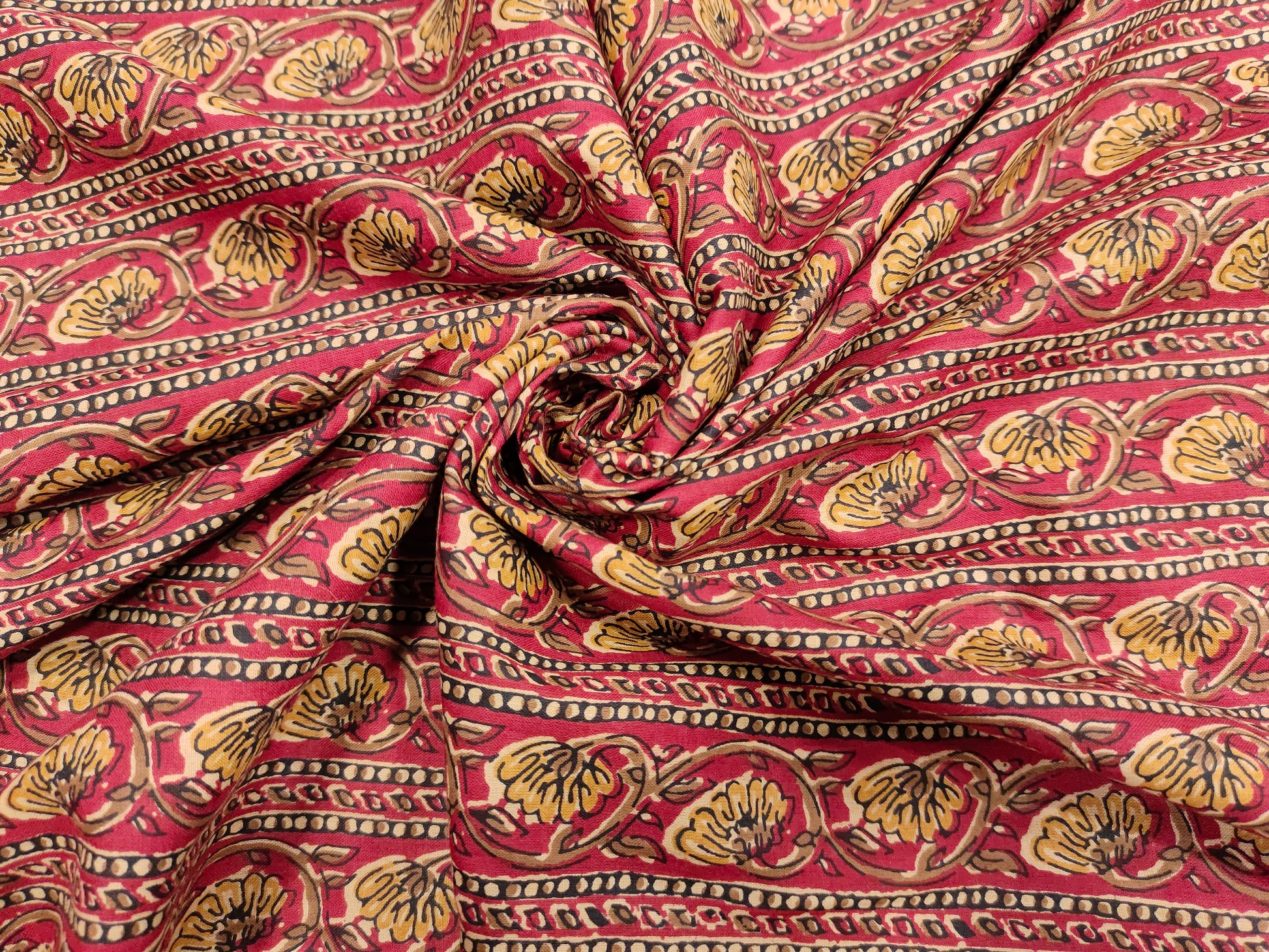 Maroon with mustard cotton ajrak  screen print