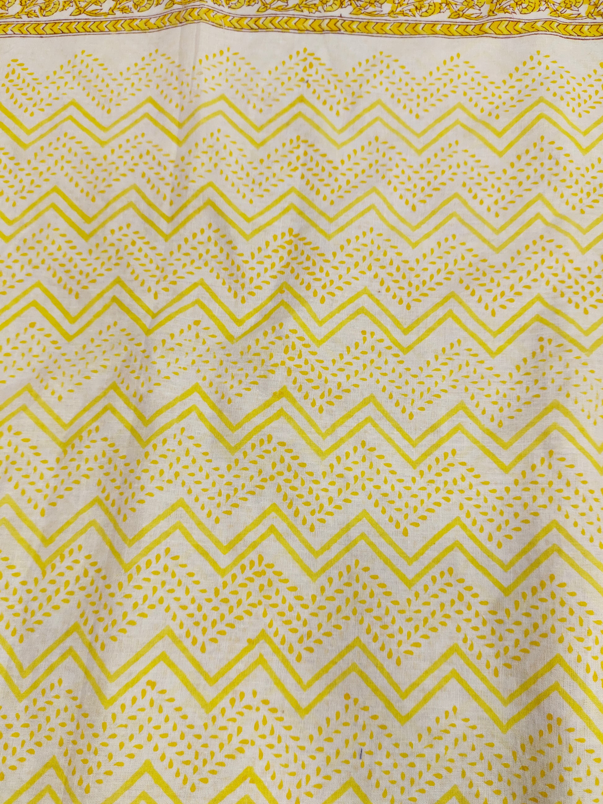 Yellow cotton screen print with border