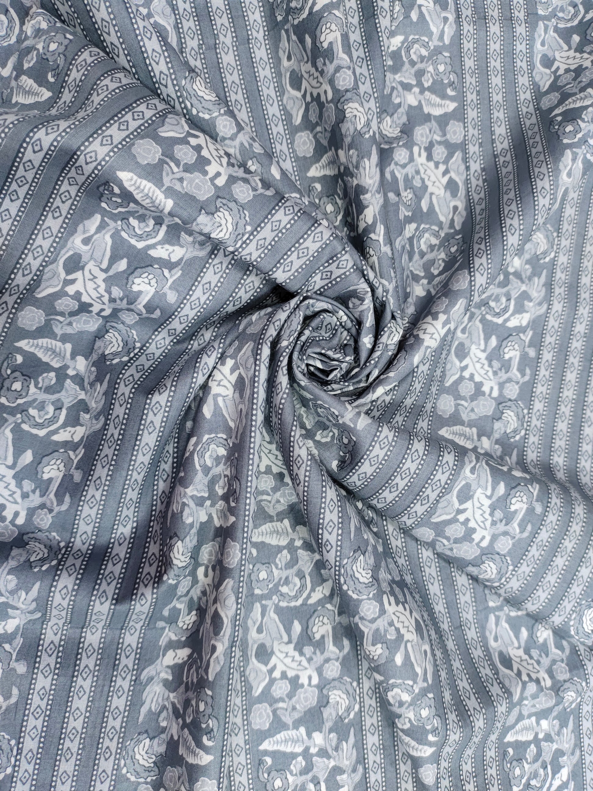 Grey cotton screen print