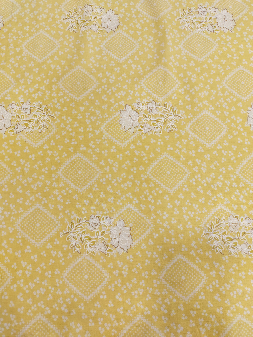 Cotton floral screen print yellow color