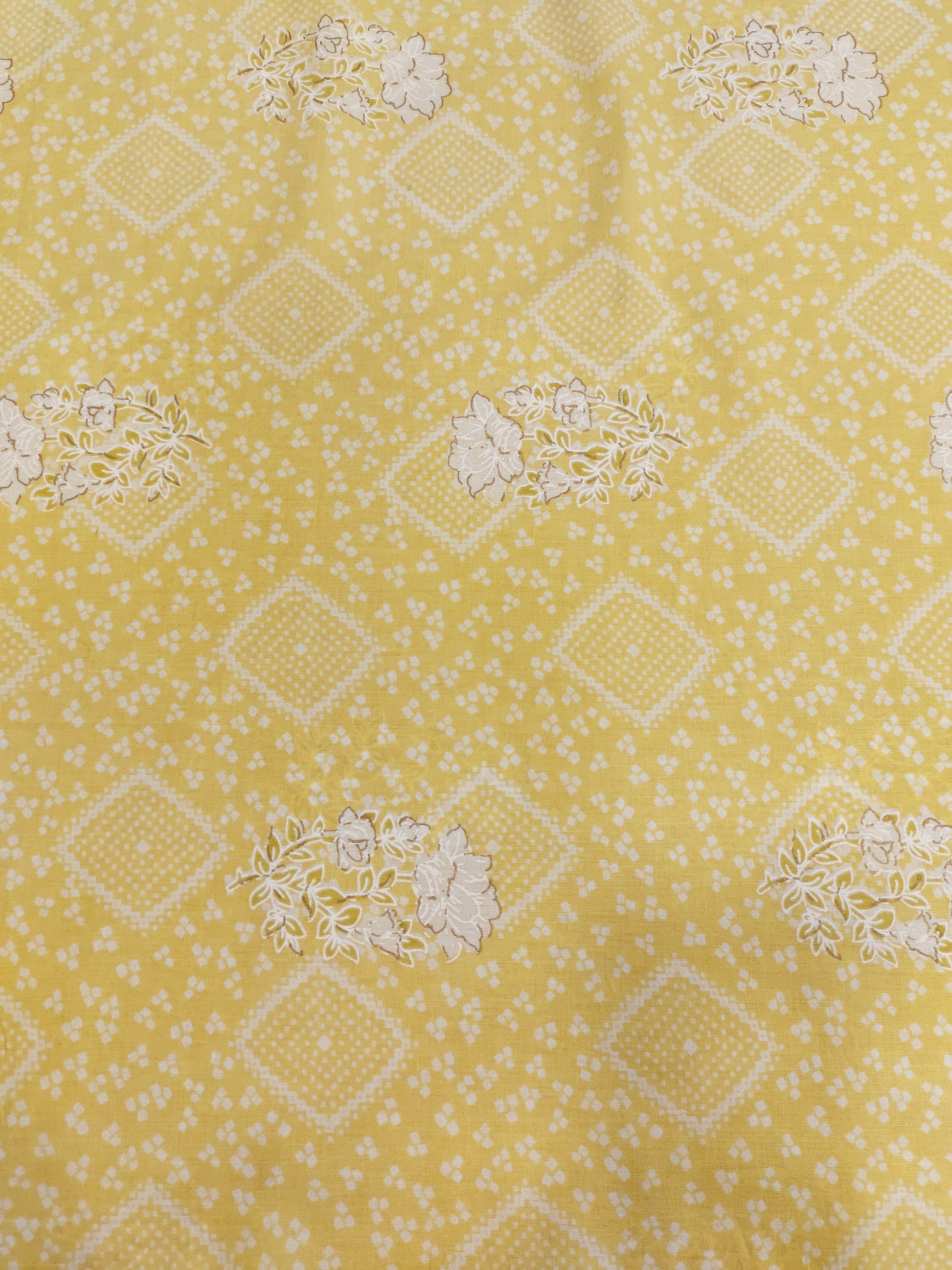 Cotton floral screen print yellow color