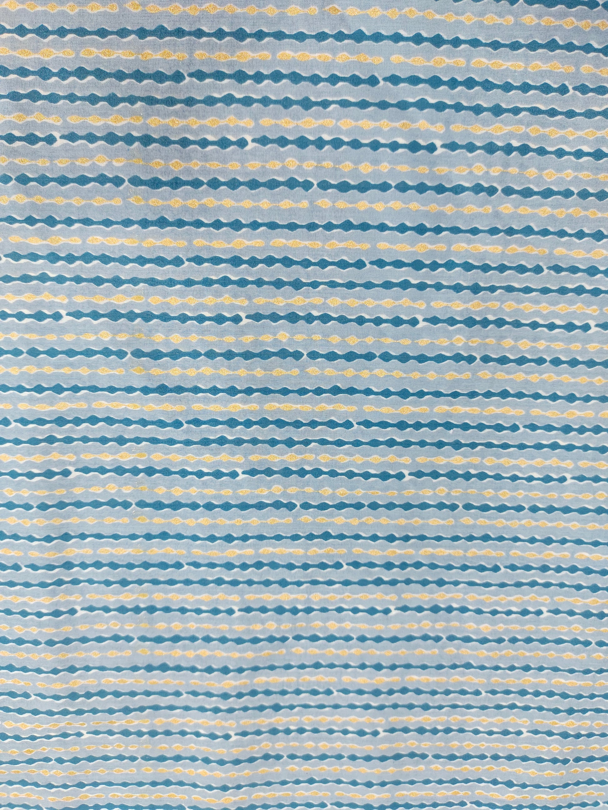 Cotton screen print blue with little gold