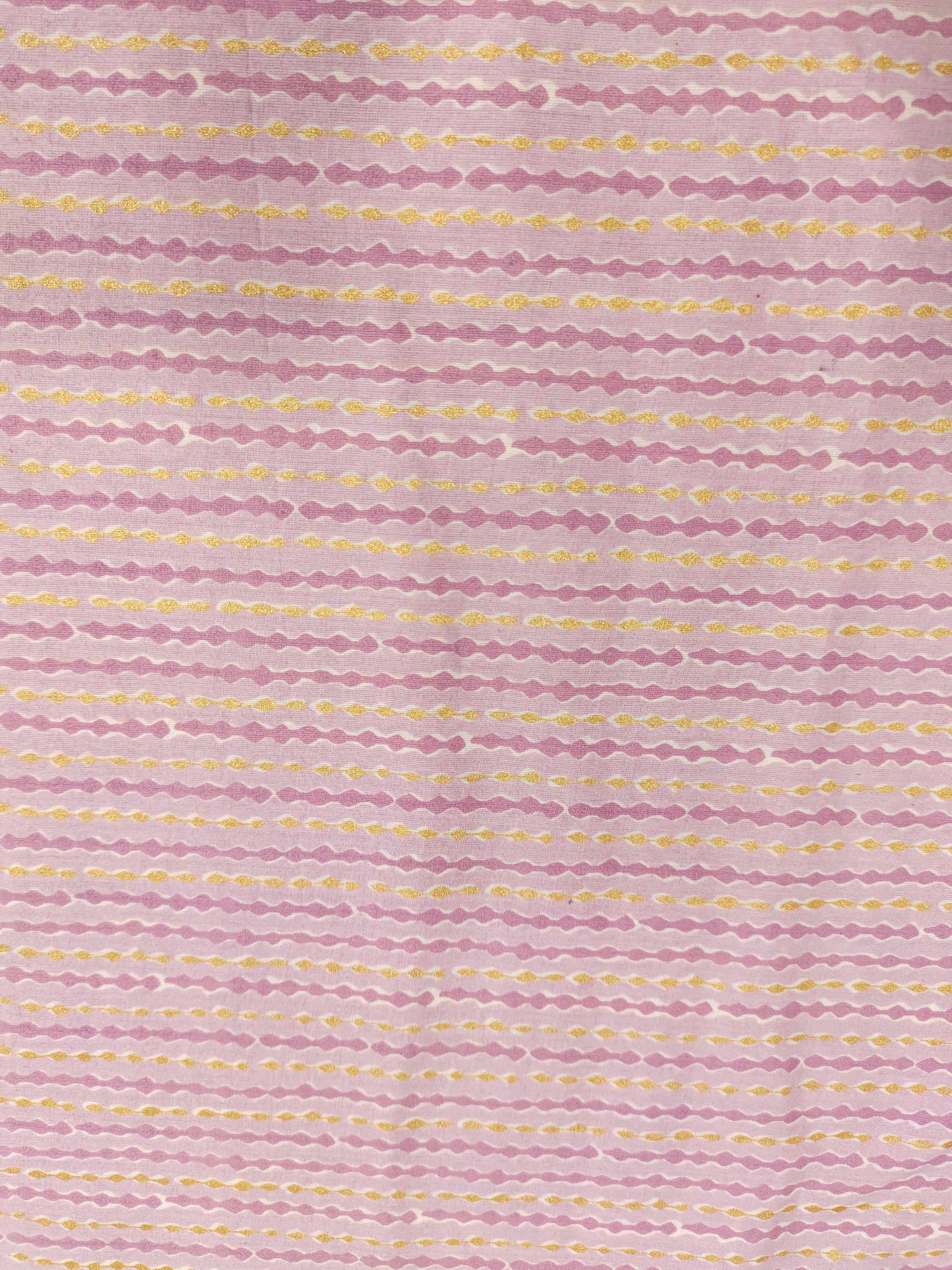 cotton screen print pink with little gold