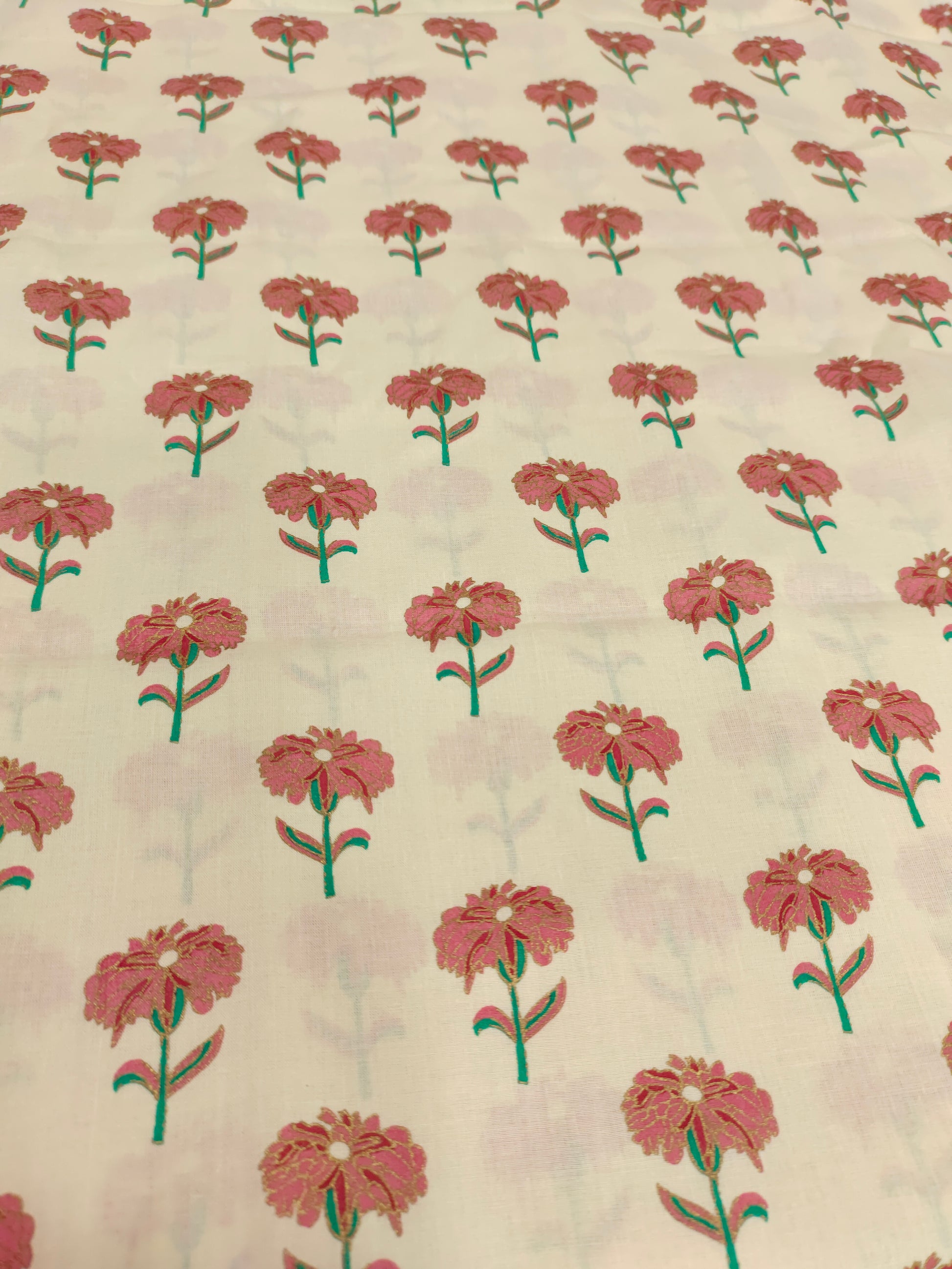 Off white floral cotton screen print