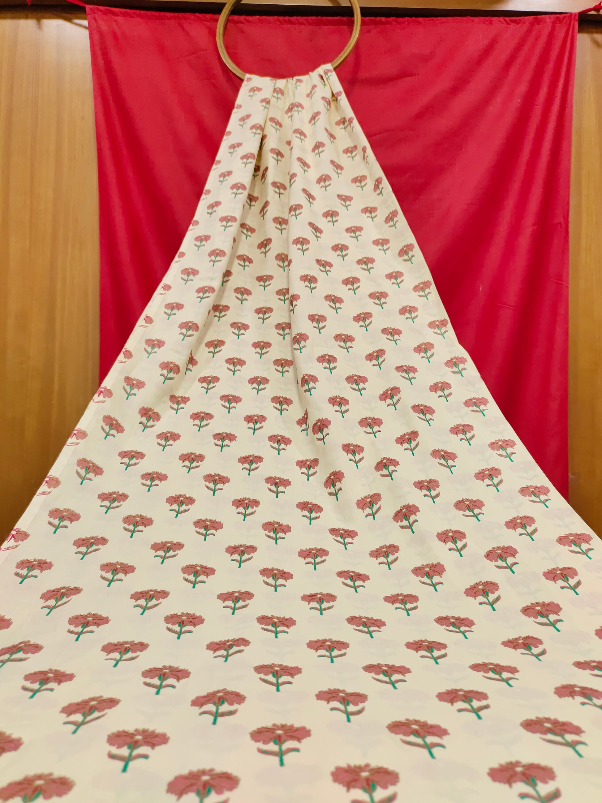 Off white floral cotton screen print