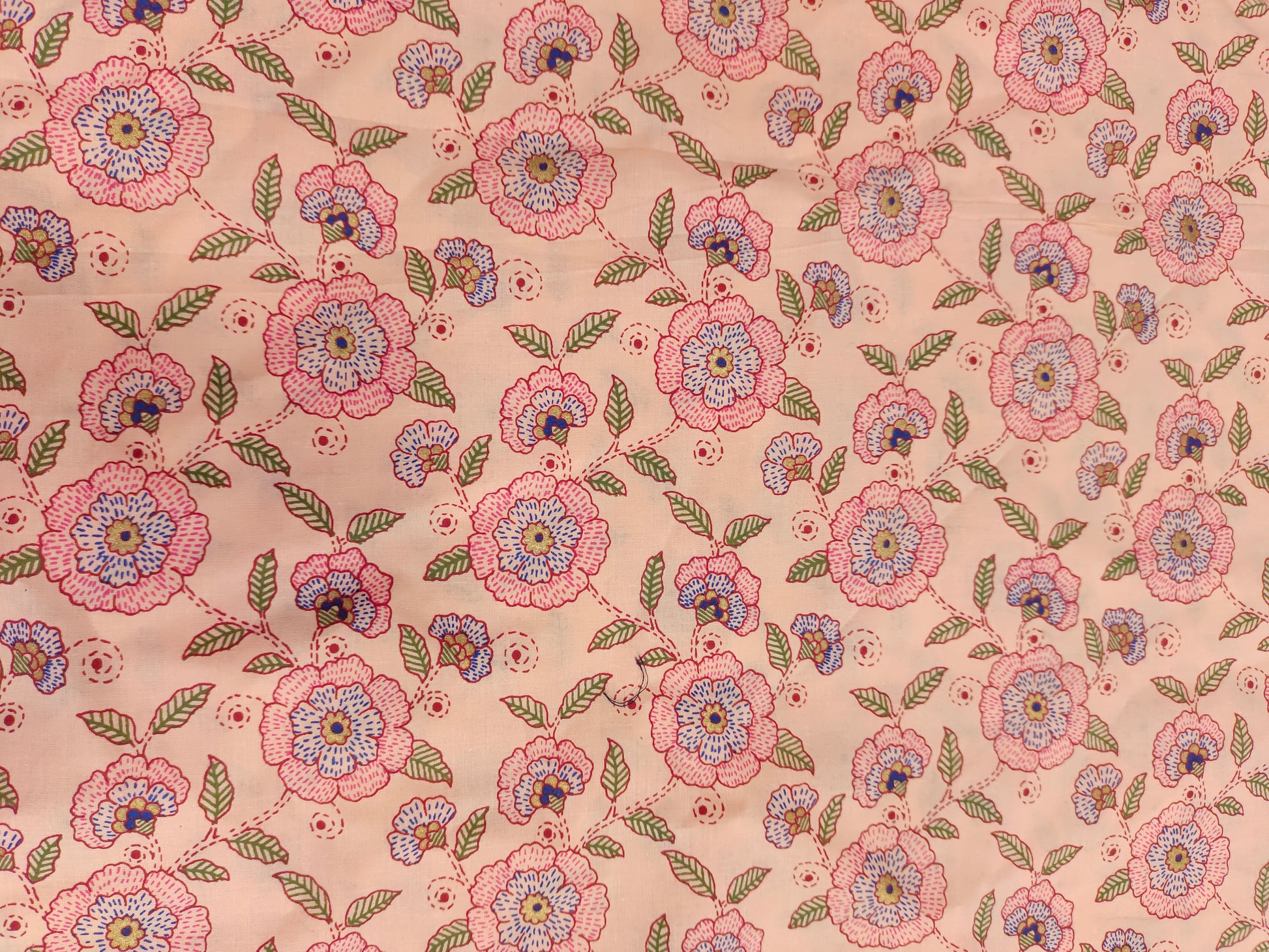Peach floral cotton screen print