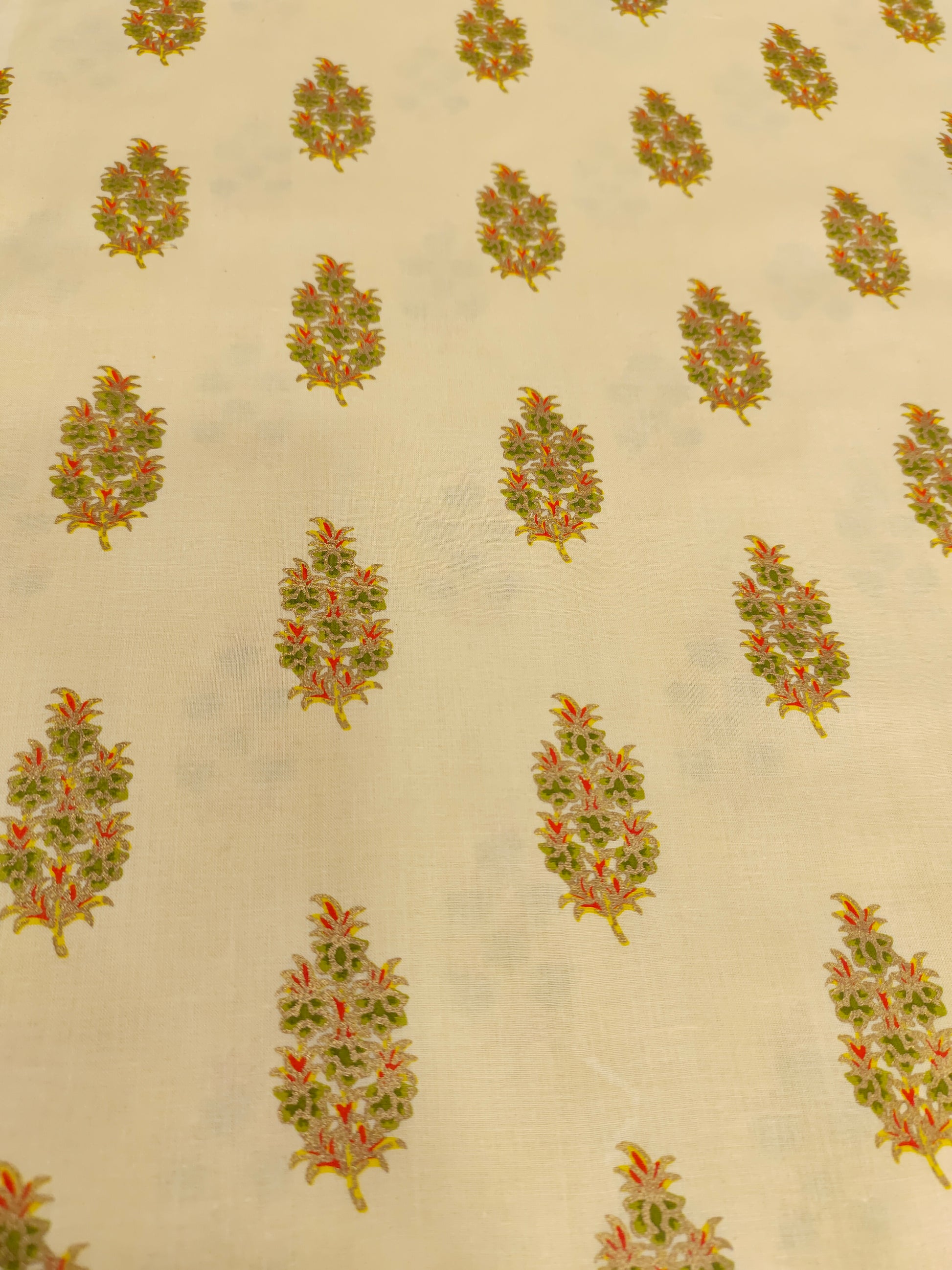Cream floral cotton screen print