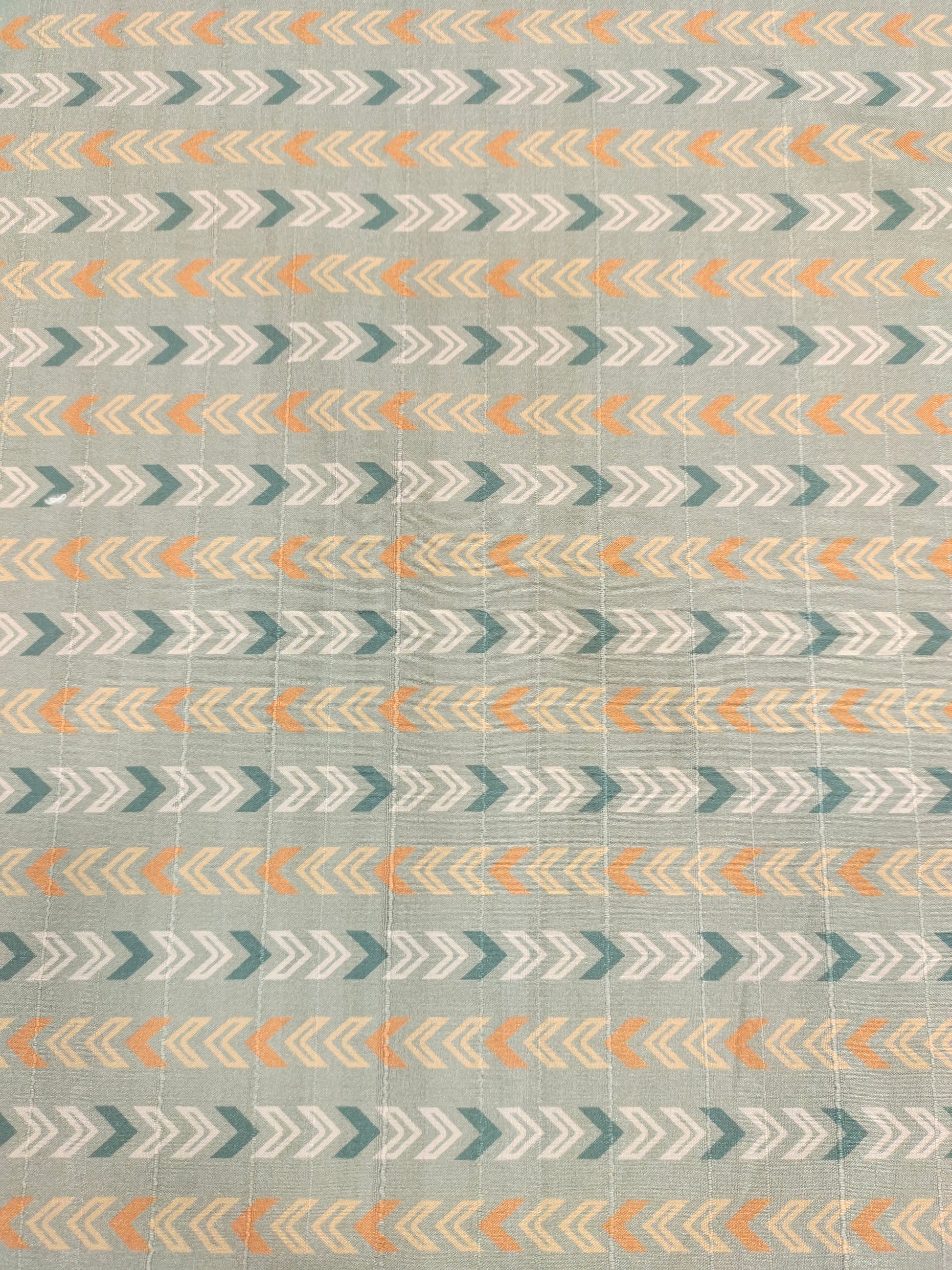 Grey mysore silk fabric with green and beige fabric