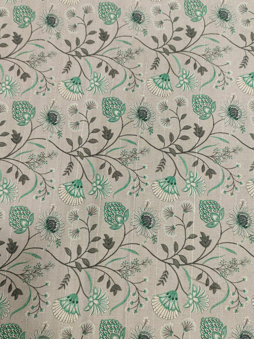 Light grey mysore silk fabric with digital print