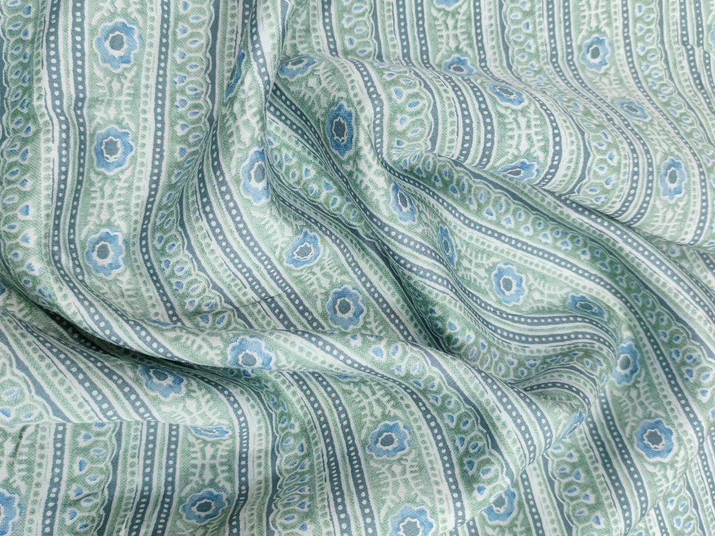 Sky blue muslin fabric with digital print