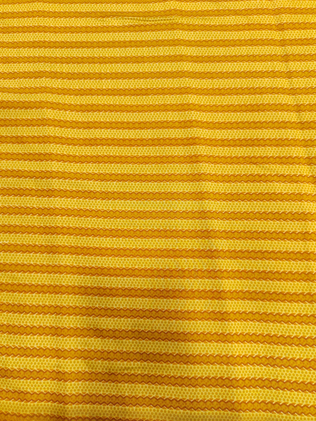 Mustard maslin stripe fabric with digital print