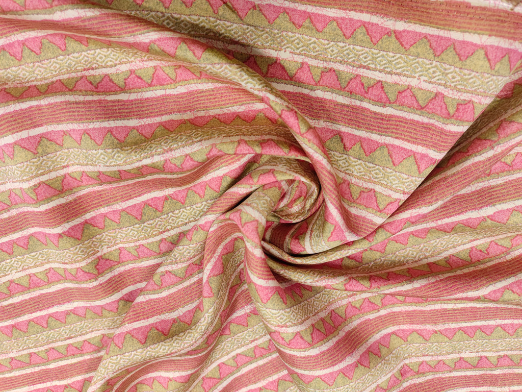Maroon maslin fabric with digital print and gold foile